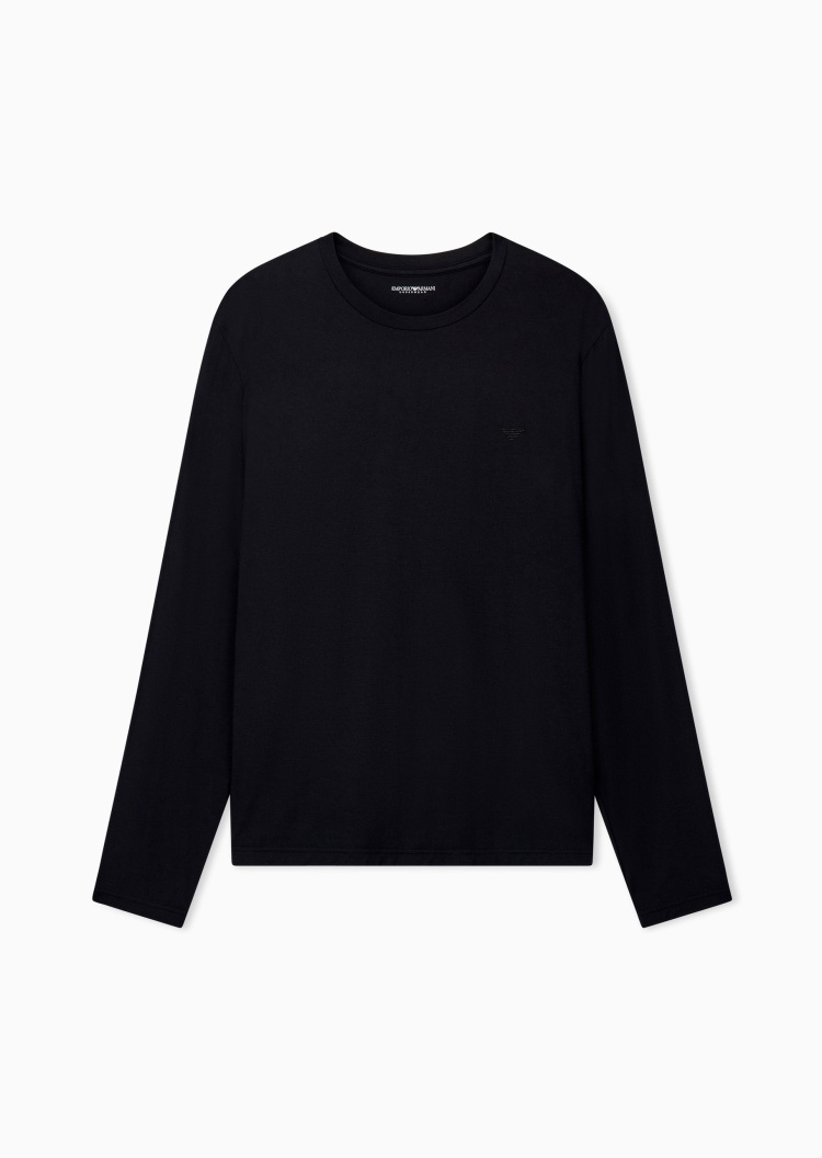 Emporio Armani 男士长袖圆领可外穿简约家居睡衣T恤