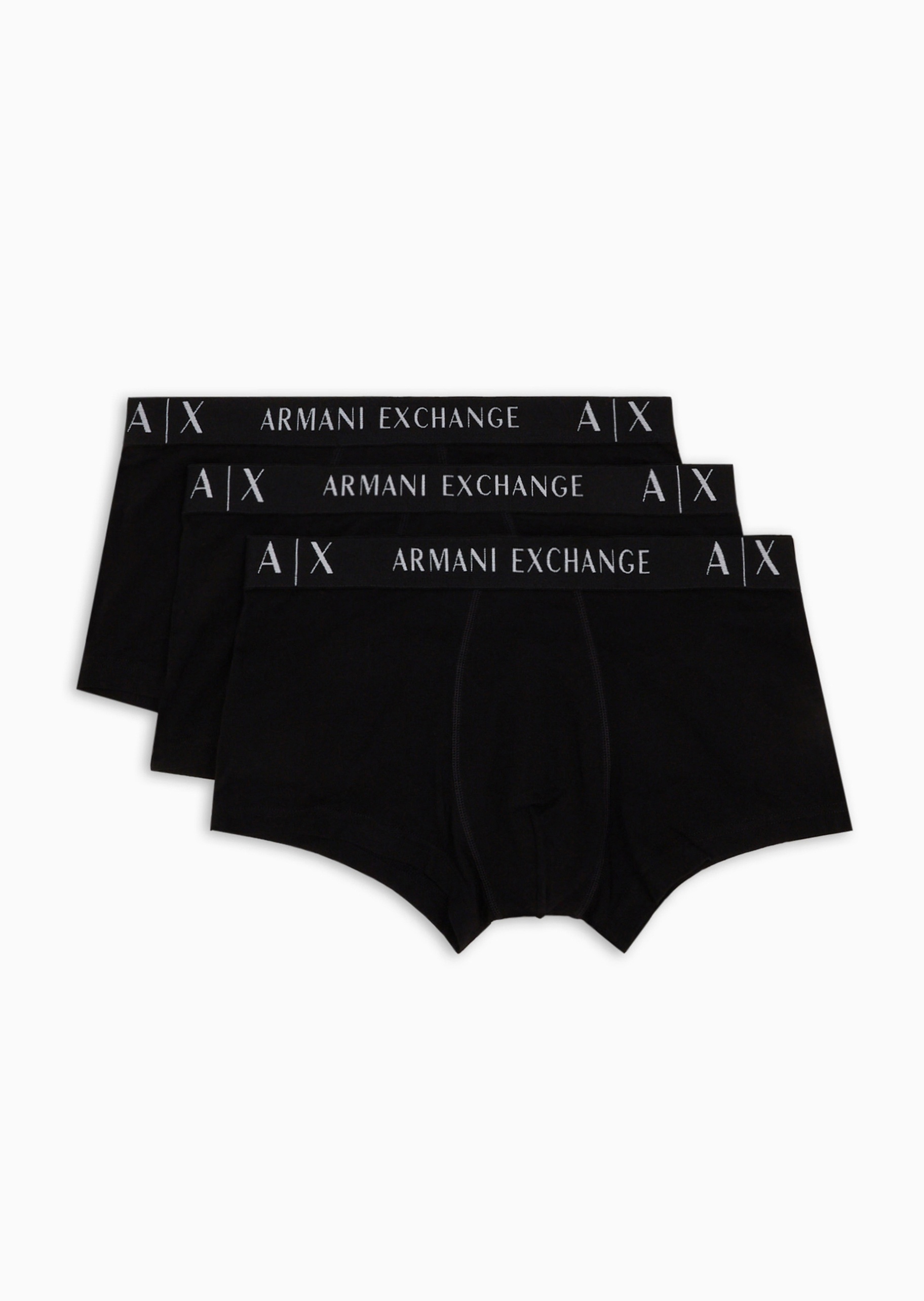 ARMANI EXCHANGE 男士纯棉弹力合身松紧腰平角三条装内裤套装