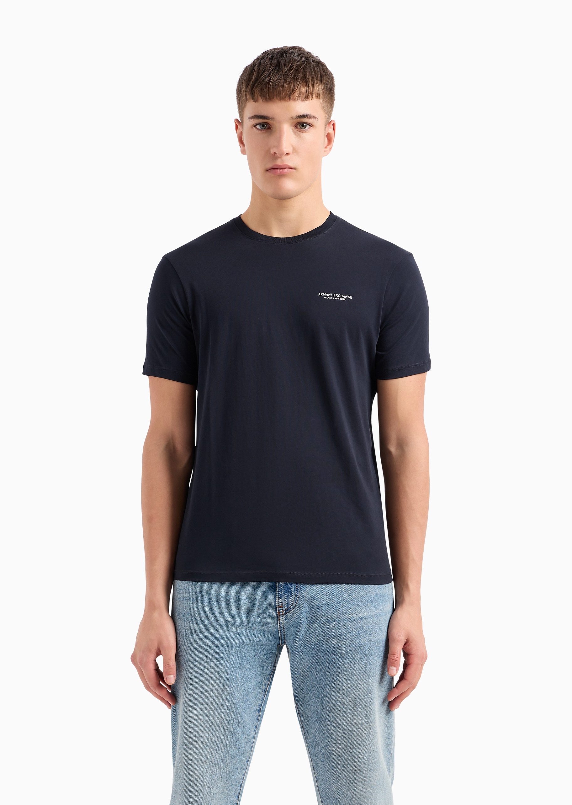 ARMANI EXCHANGE 男士全棉合身短袖圆领简约纯色T恤