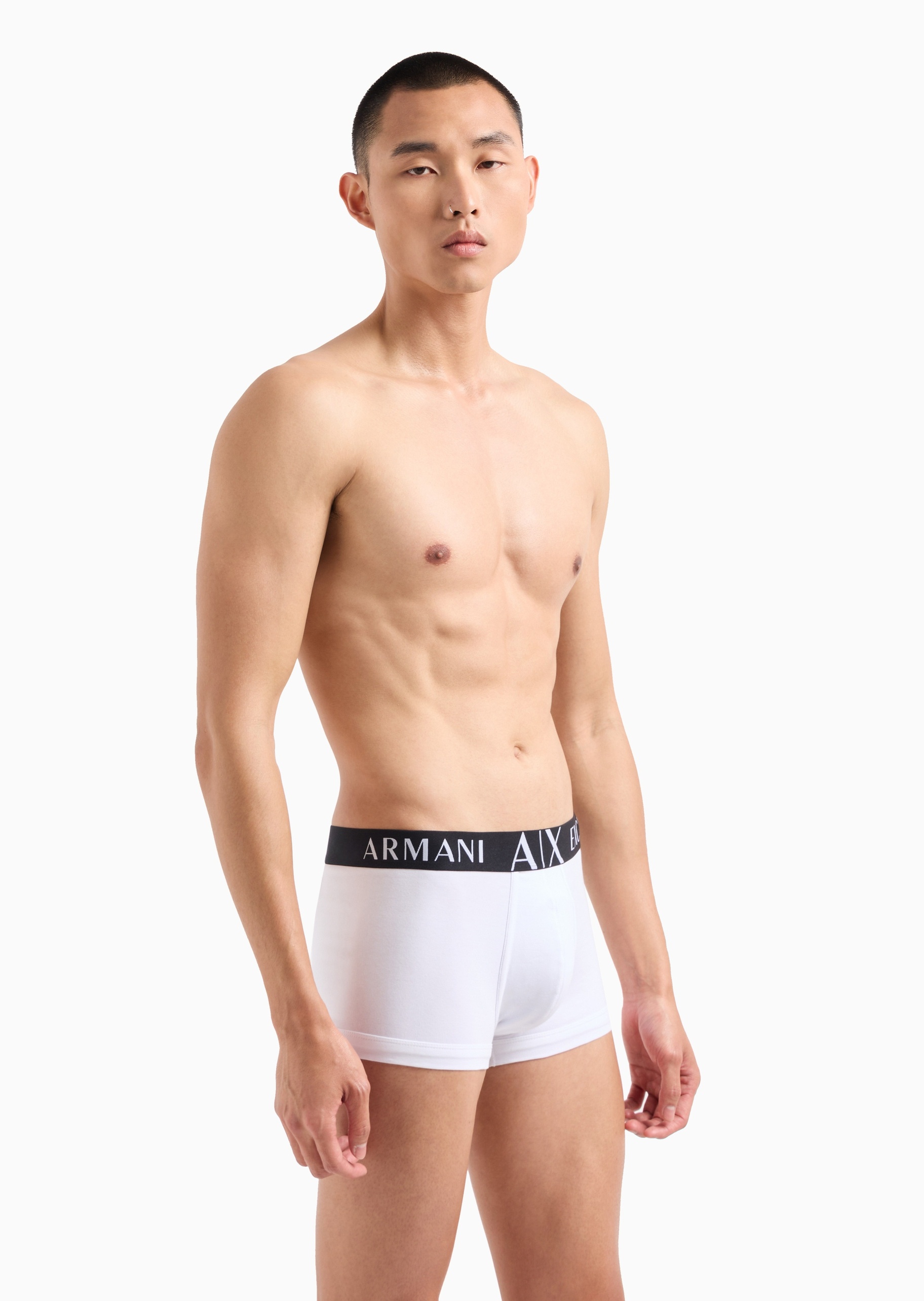 ARMANI EXCHANGE 男士纯棉弹力合身松紧腰平角撞色腰边内裤