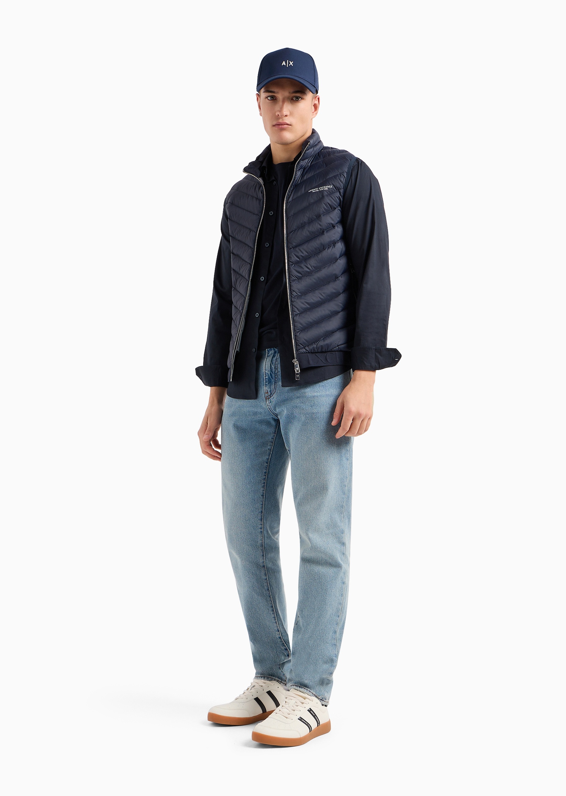 ARMANI EXCHANGE 男士全棉合身短袖圆领简约纯色T恤