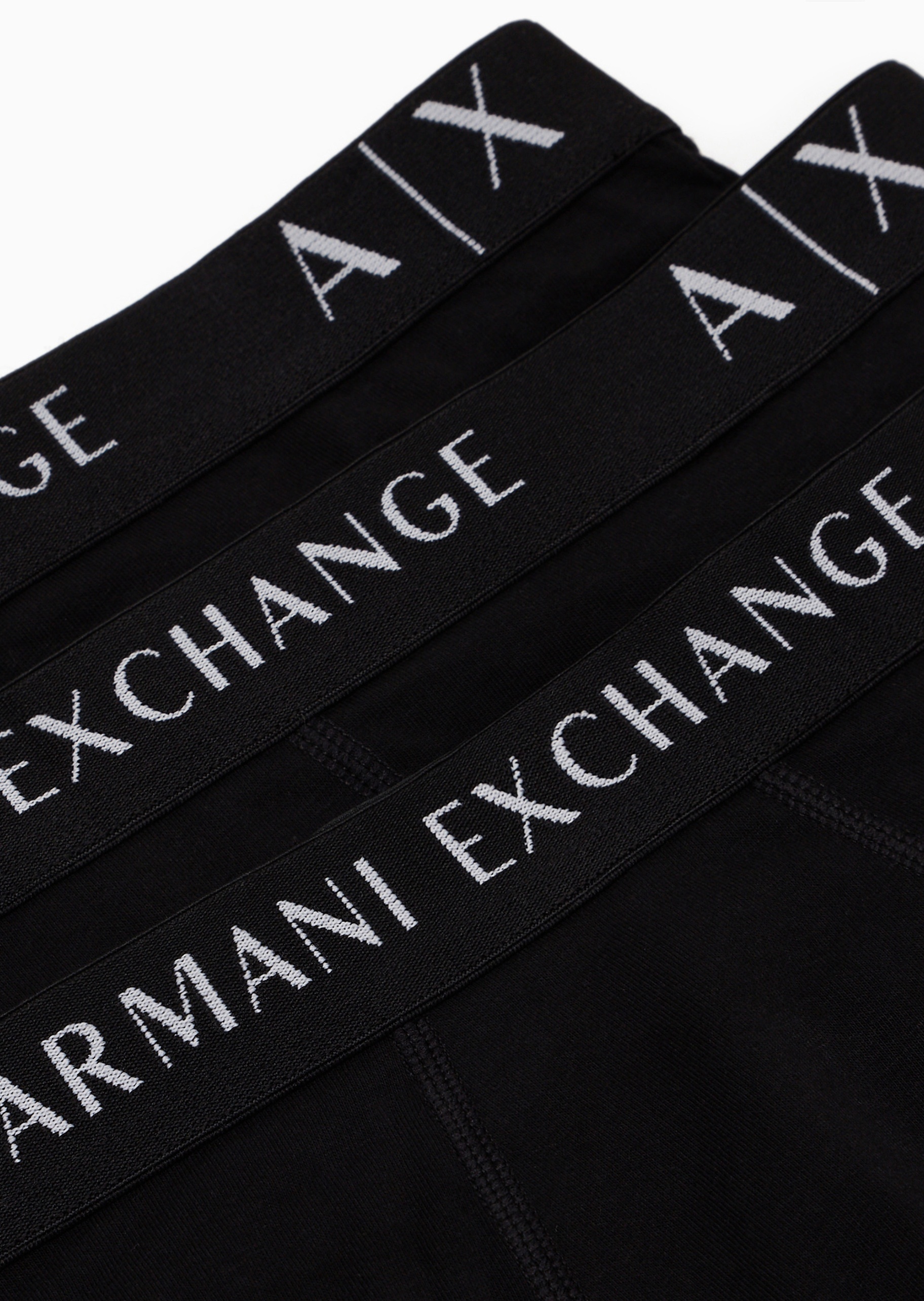 ARMANI EXCHANGE 男士纯棉弹力合身松紧腰平角三条装内裤套装