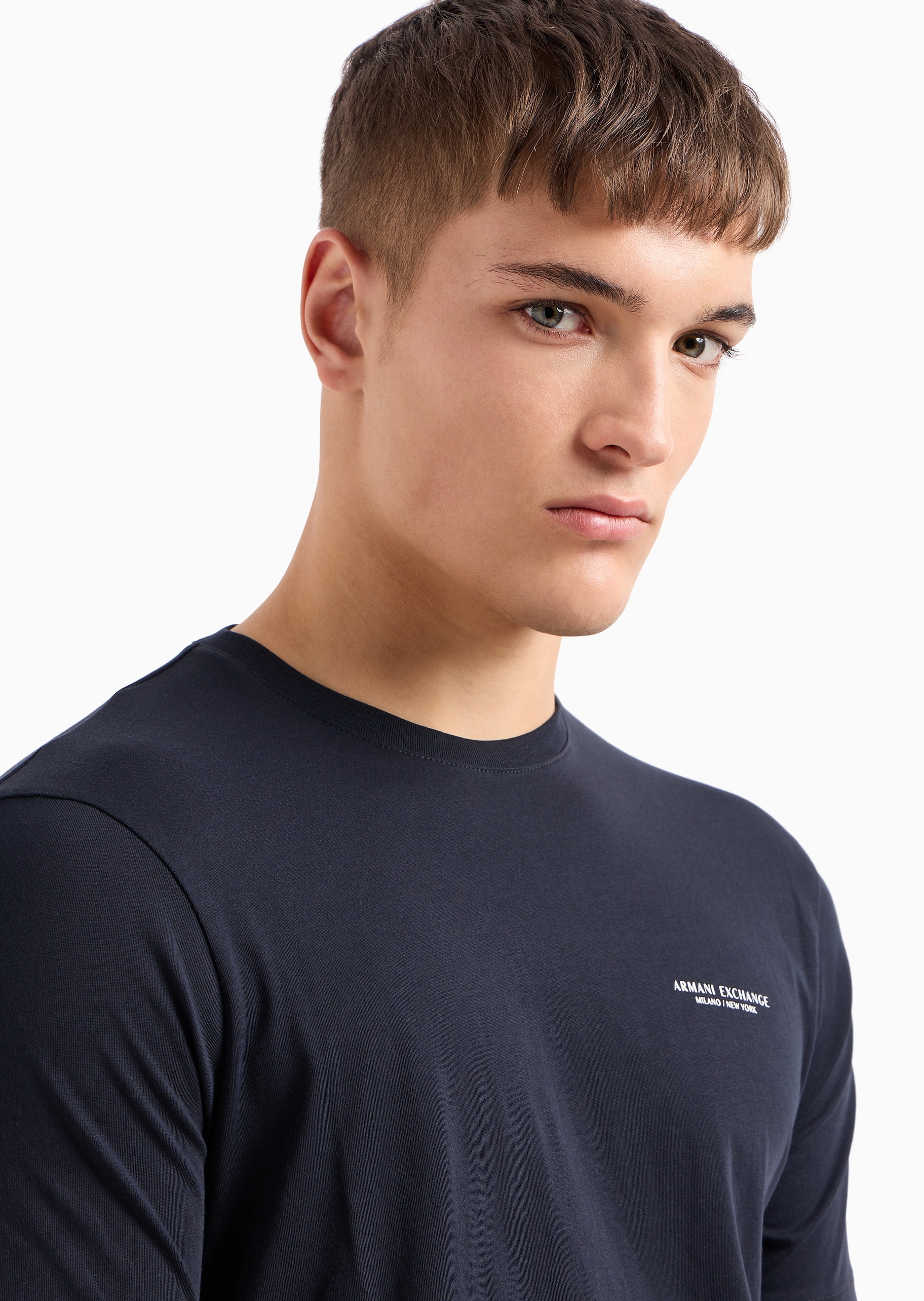 ARMANI EXCHANGE 男士全棉合身短袖圆领简约纯色T恤
