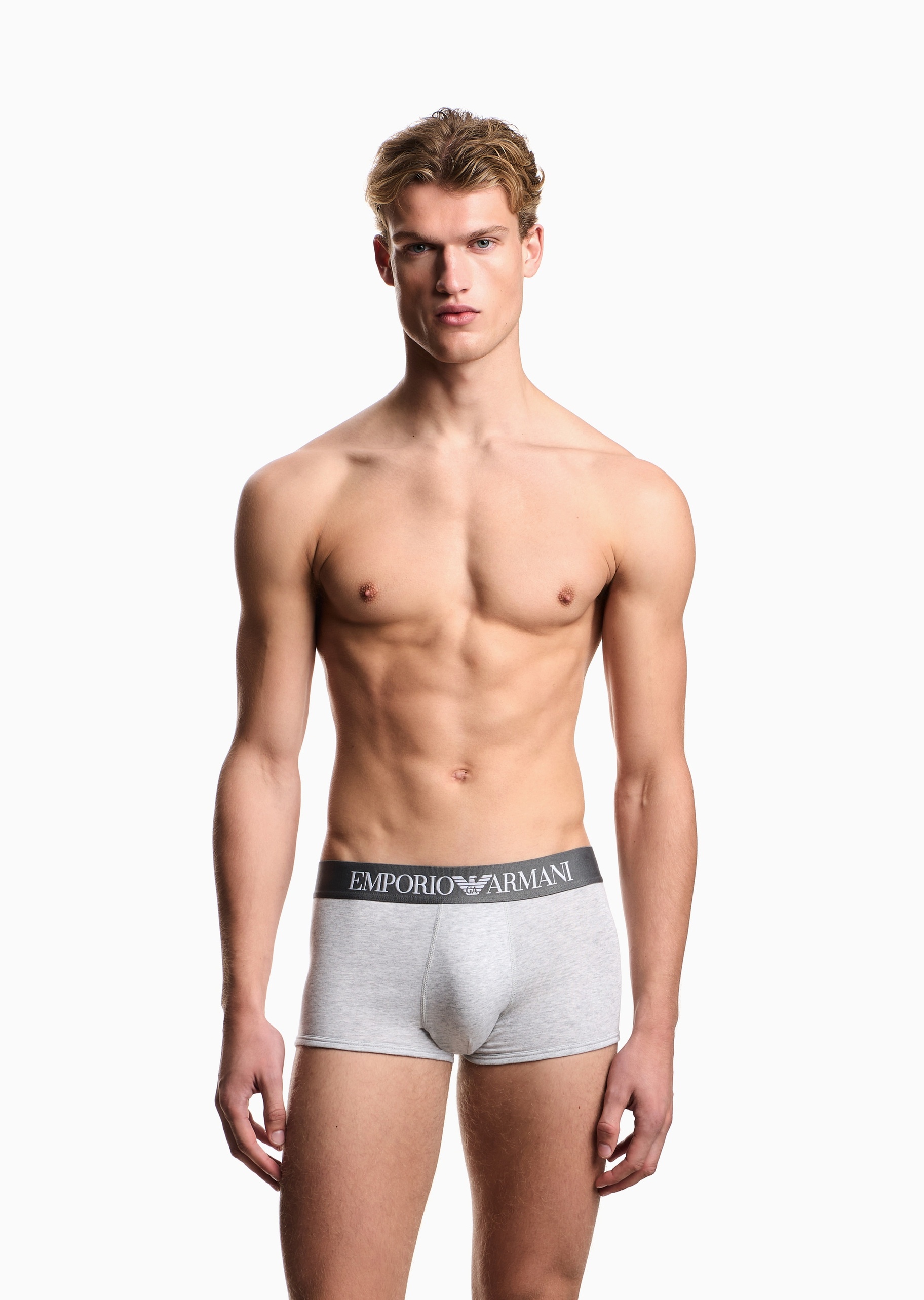 Emporio Armani 男士纯棉弹力Logo印花平角内裤轻奢礼物