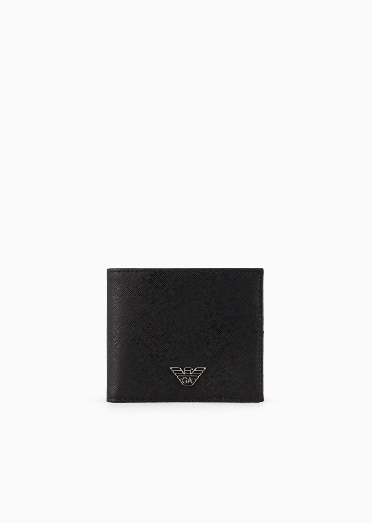 Emporio Armani 男士小号对折短款多卡位十字纹手拿钱包