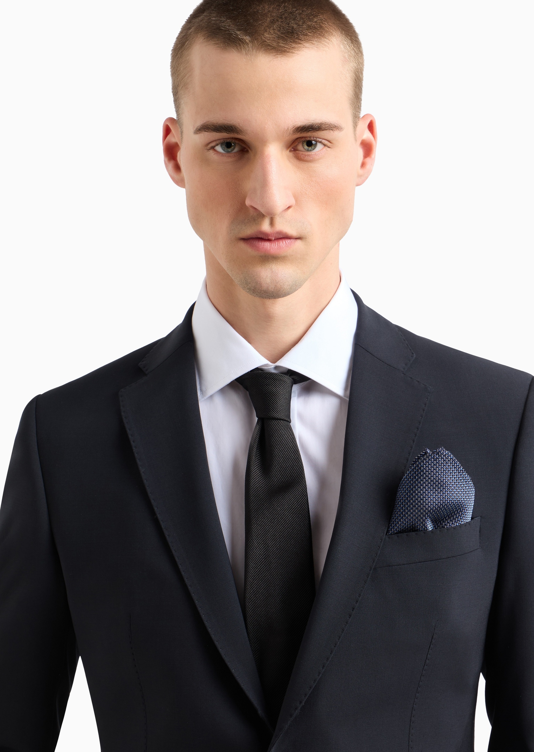 Emporio Armani 男士桑蚕丝正方形通体提花正装口袋巾