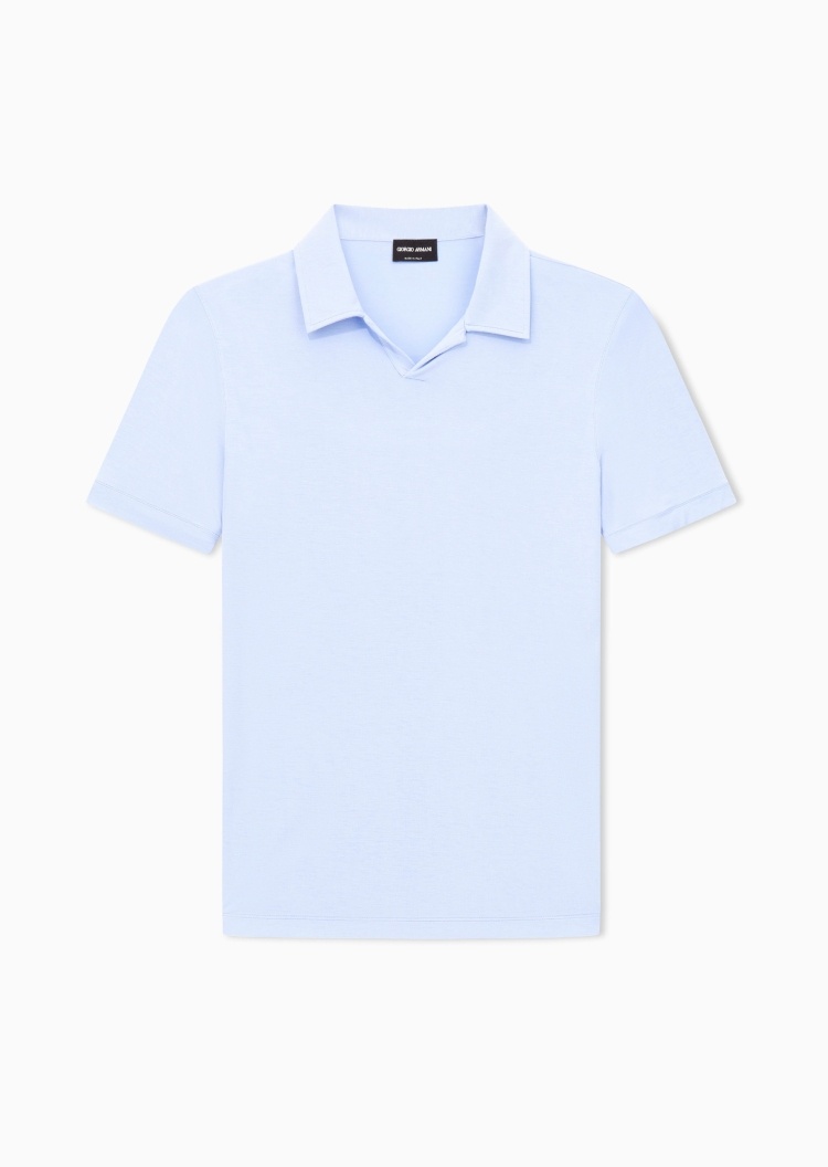 Giorgio Armani 男士人造棉弹力修身短袖海鸥领Polo衫