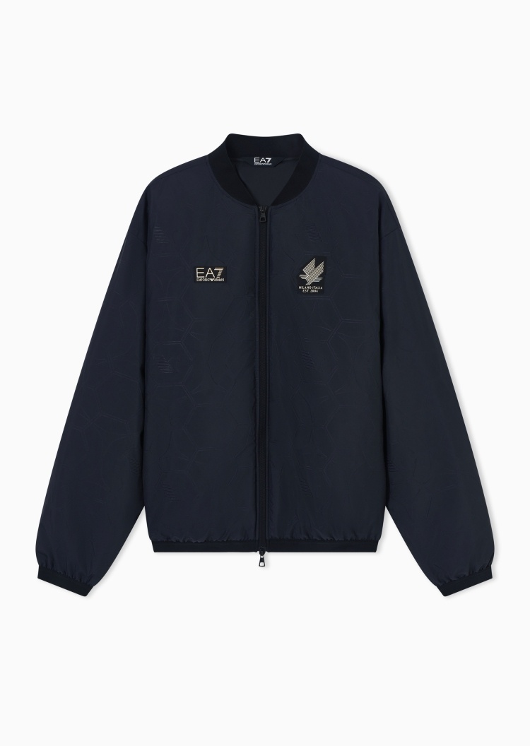 EA7 男士短款棒球领拉链运动标识贴片棉服