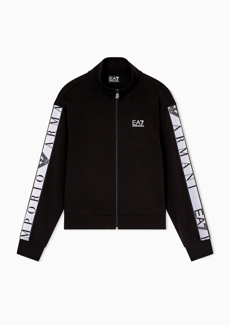 EA7 女士合身长袖立领拉链撞色织带卫衣外套