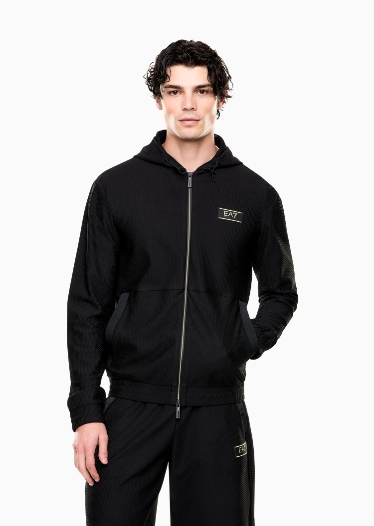 EA7 男士弹力长袖连帽拉链门襟运动夹克