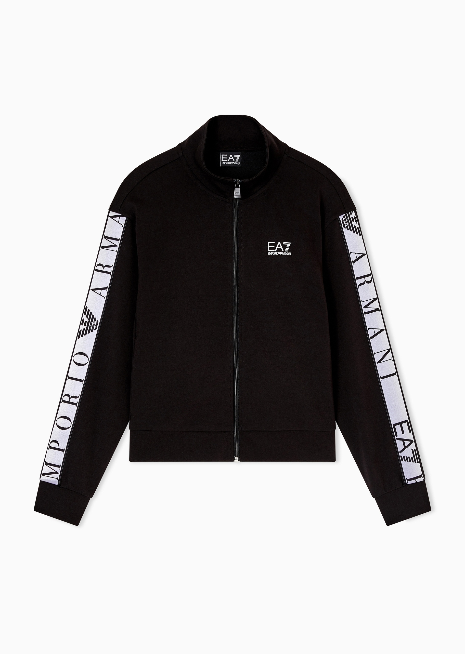 EA7 女士合身长袖立领拉链撞色织带卫衣外套