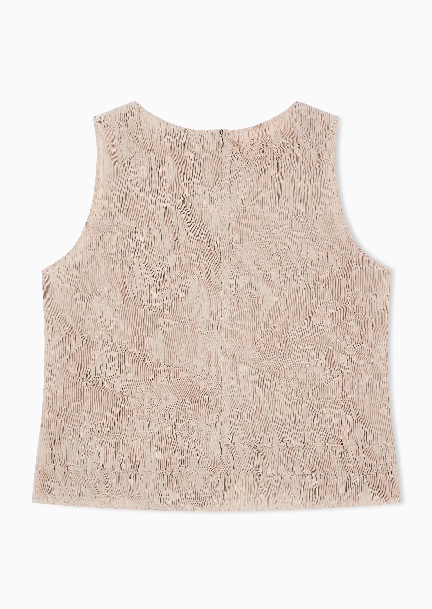 Giorgio Armani 女士无袖圆领捏褶优雅隐藏拉链衬衫