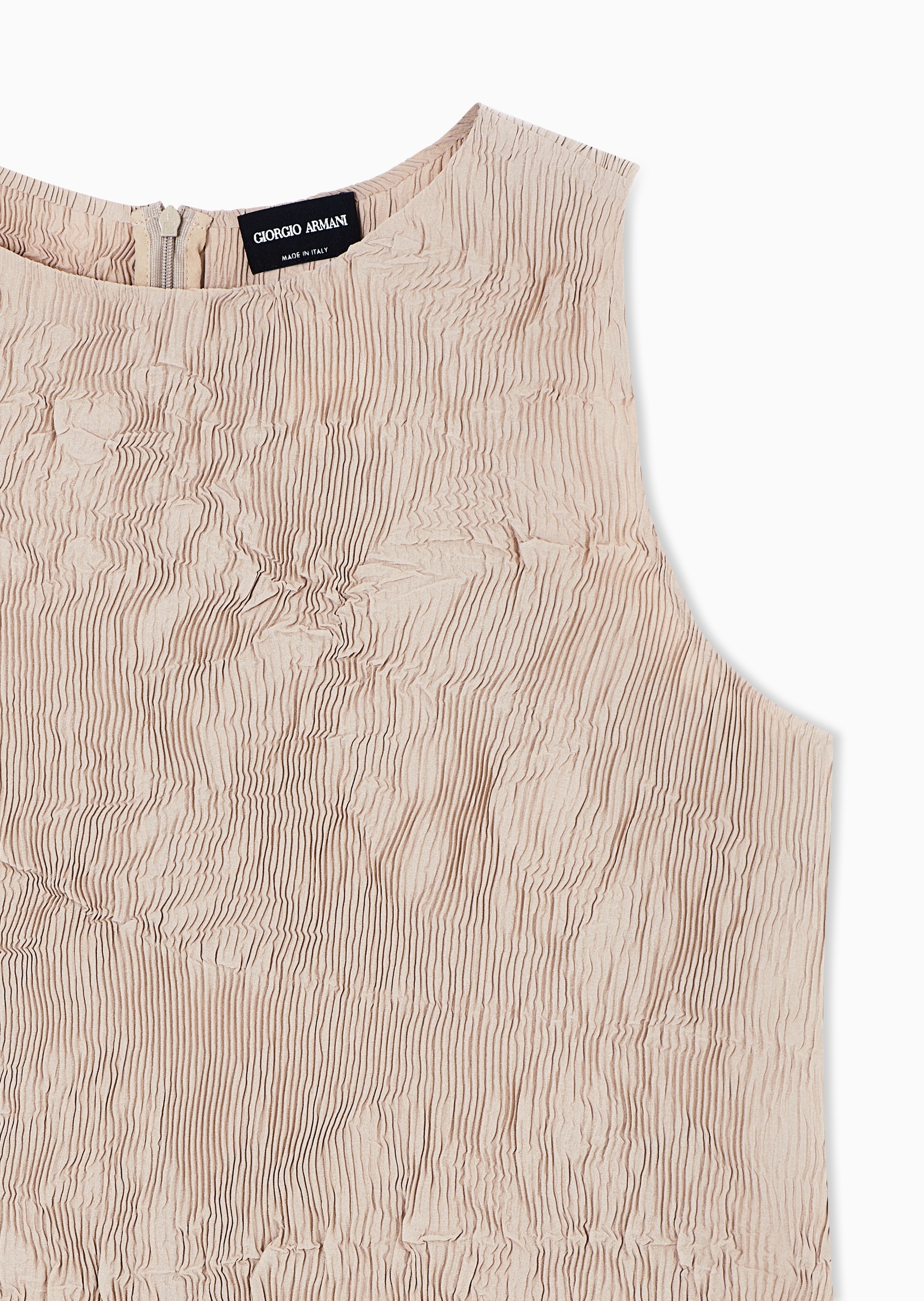 Giorgio Armani 女士无袖圆领捏褶优雅隐藏拉链衬衫