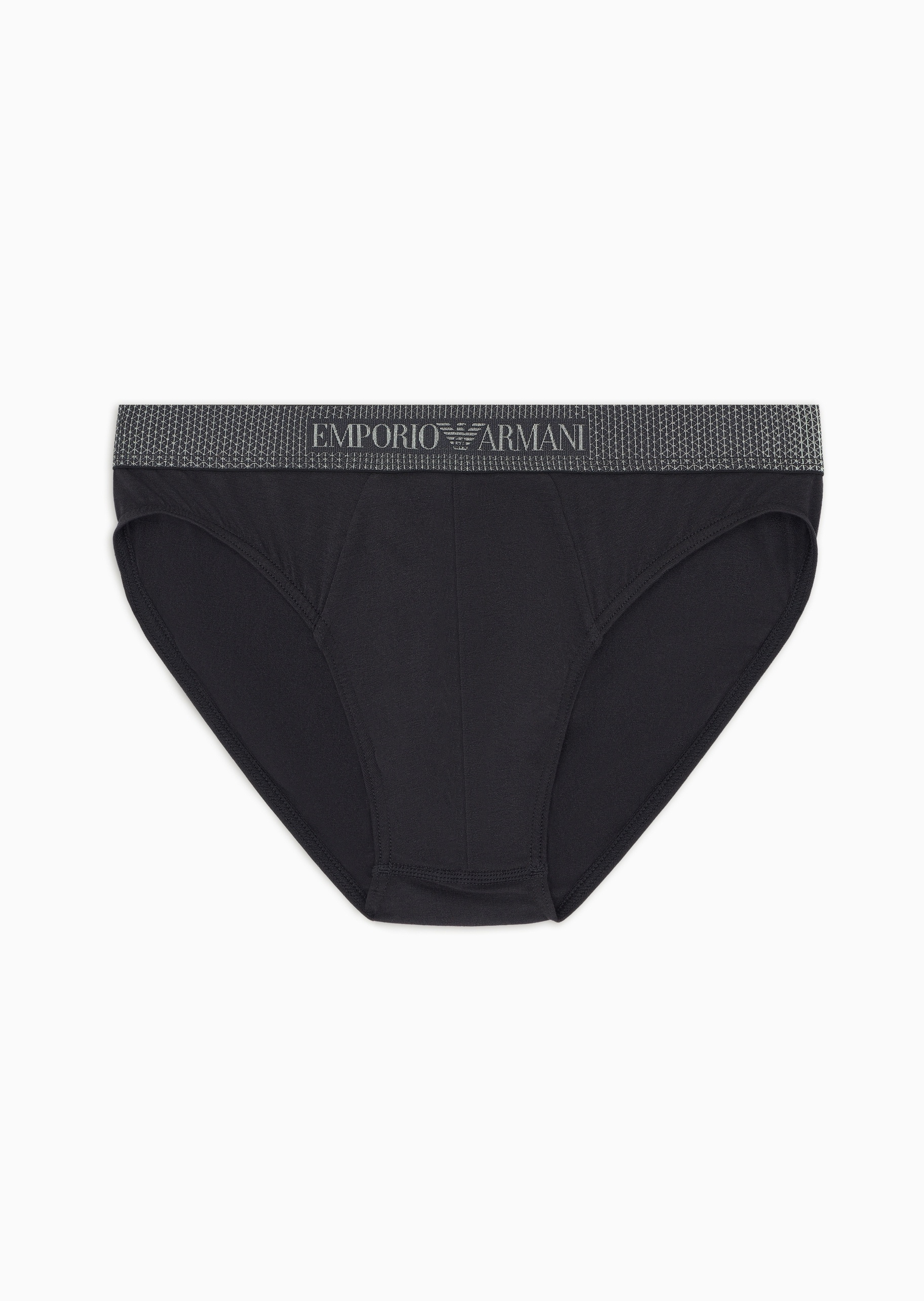 Emporio Armani 男士纯棉弹力合身三角提花饰边内裤