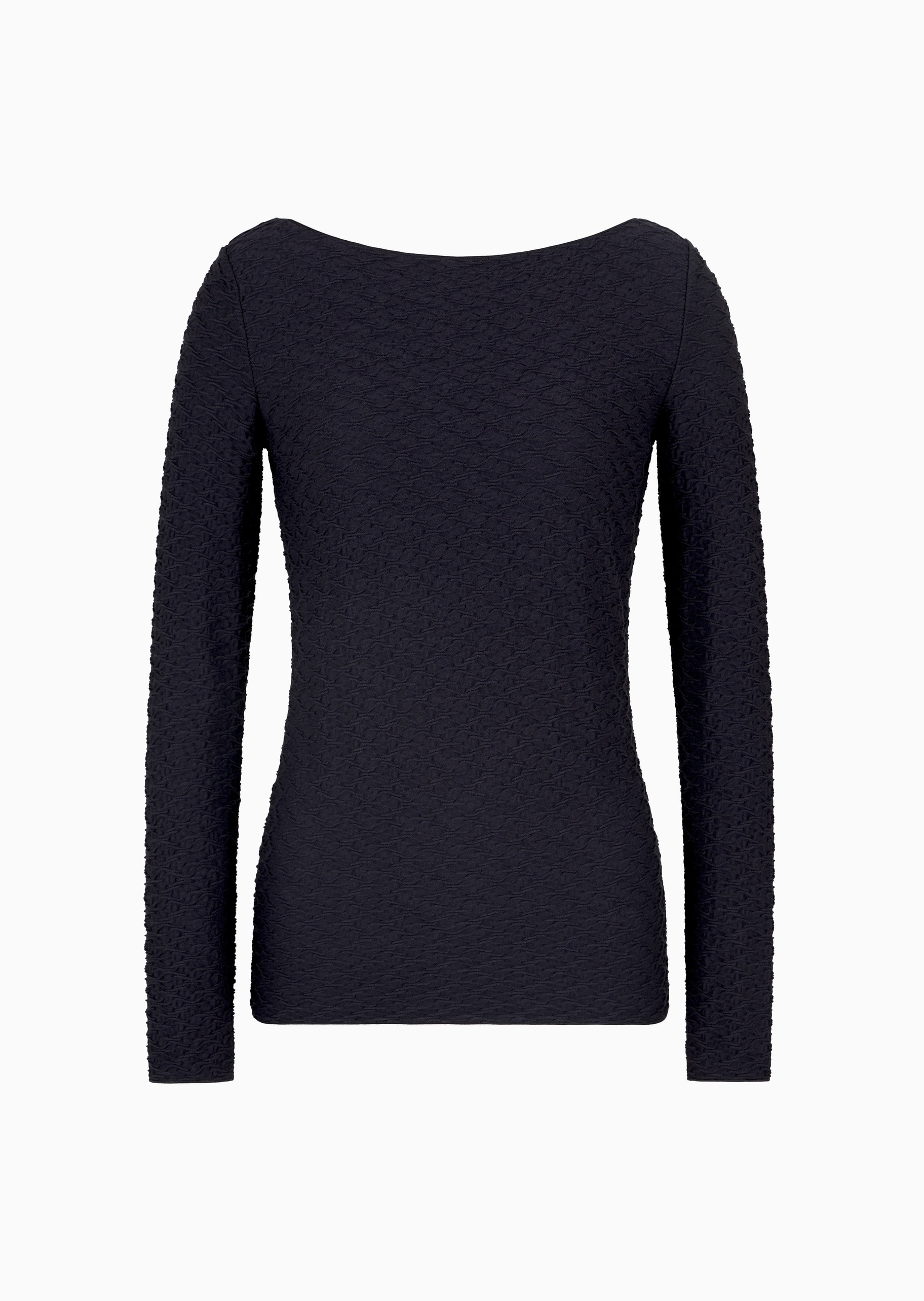 Emporio Armani 女士修身长袖船领通体提花针织衫