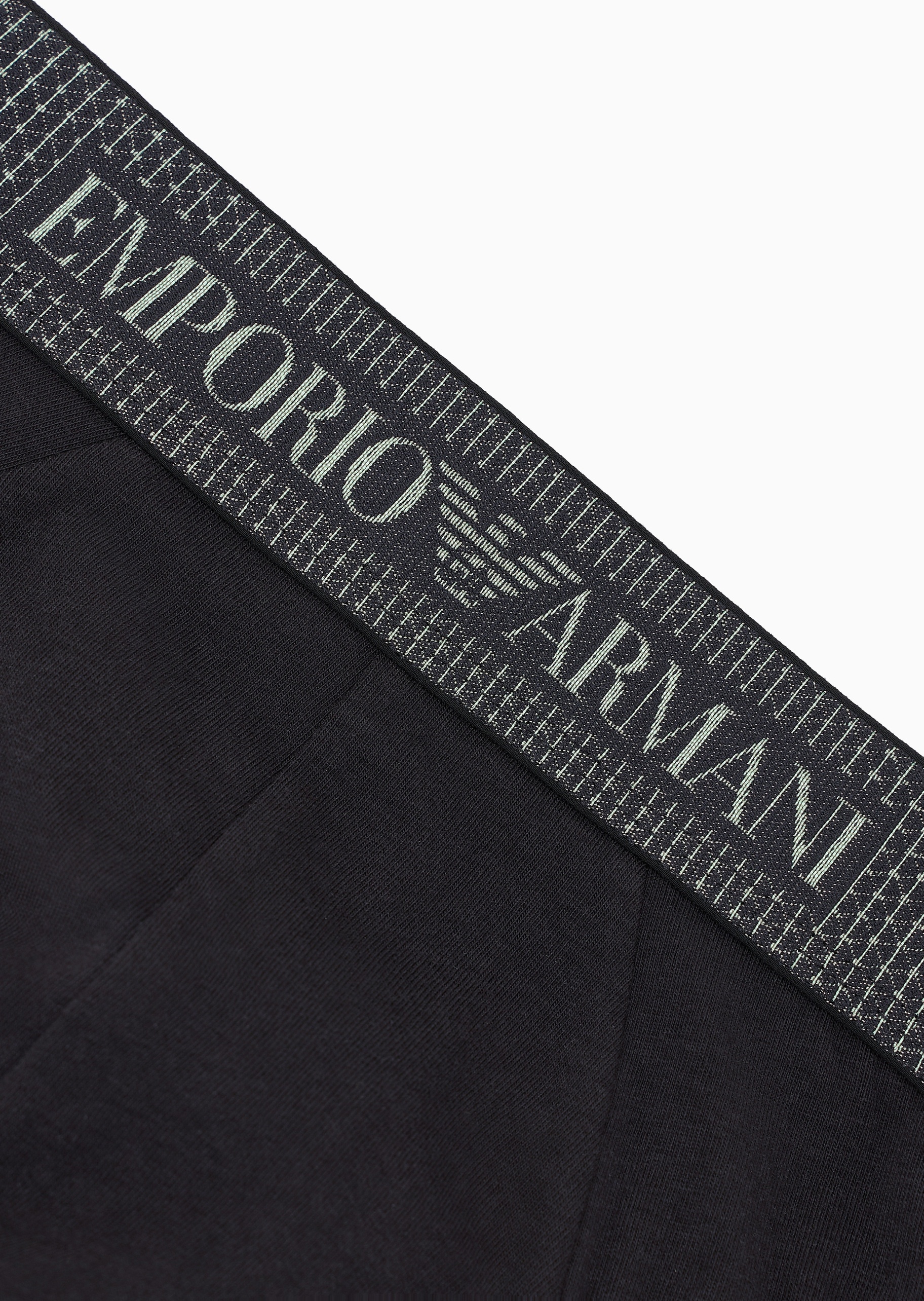 Emporio Armani 男士纯棉弹力合身三角提花饰边内裤