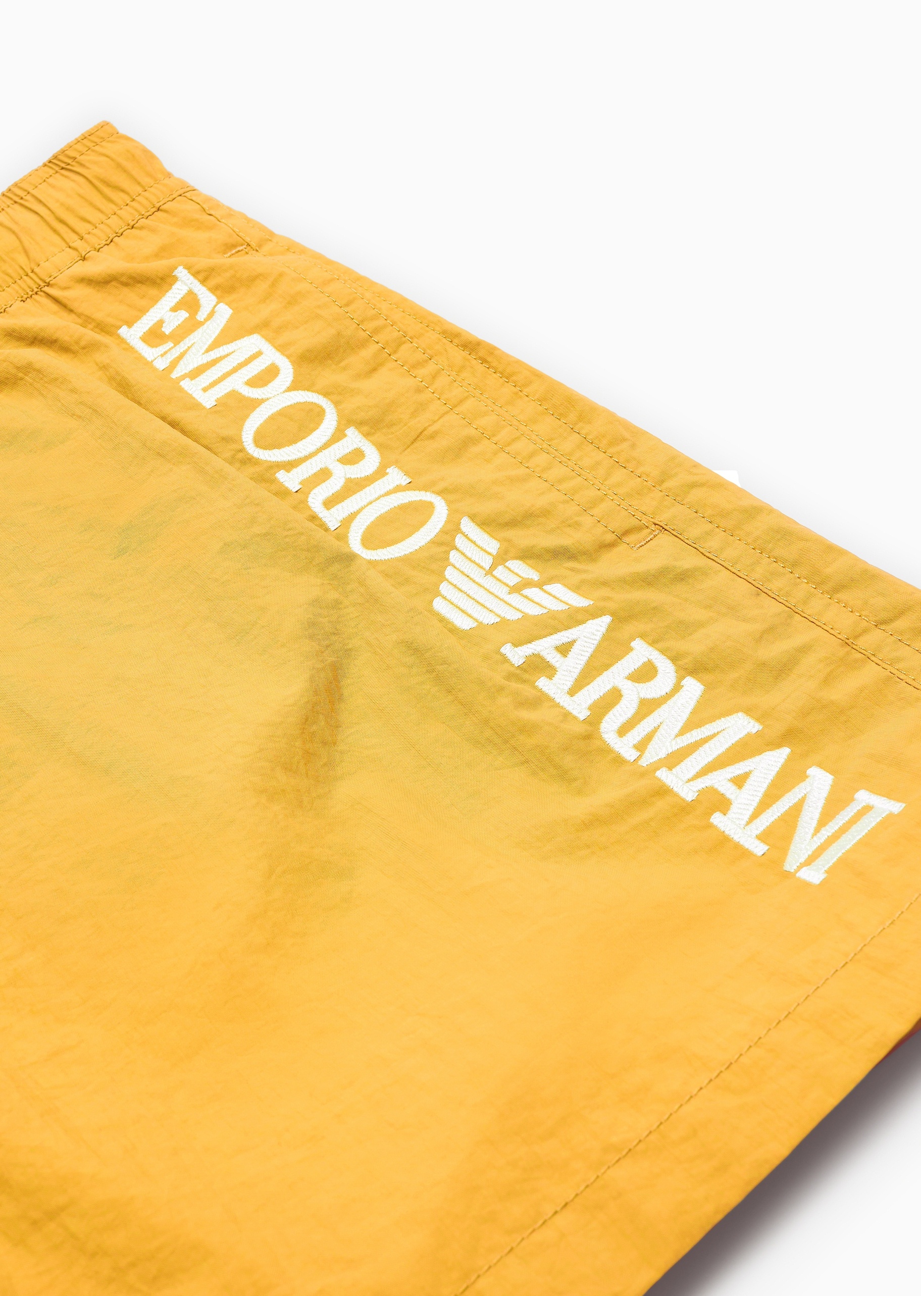 Emporio Armani 男士合身松紧系带短款LOGO刺绣沙滩裤