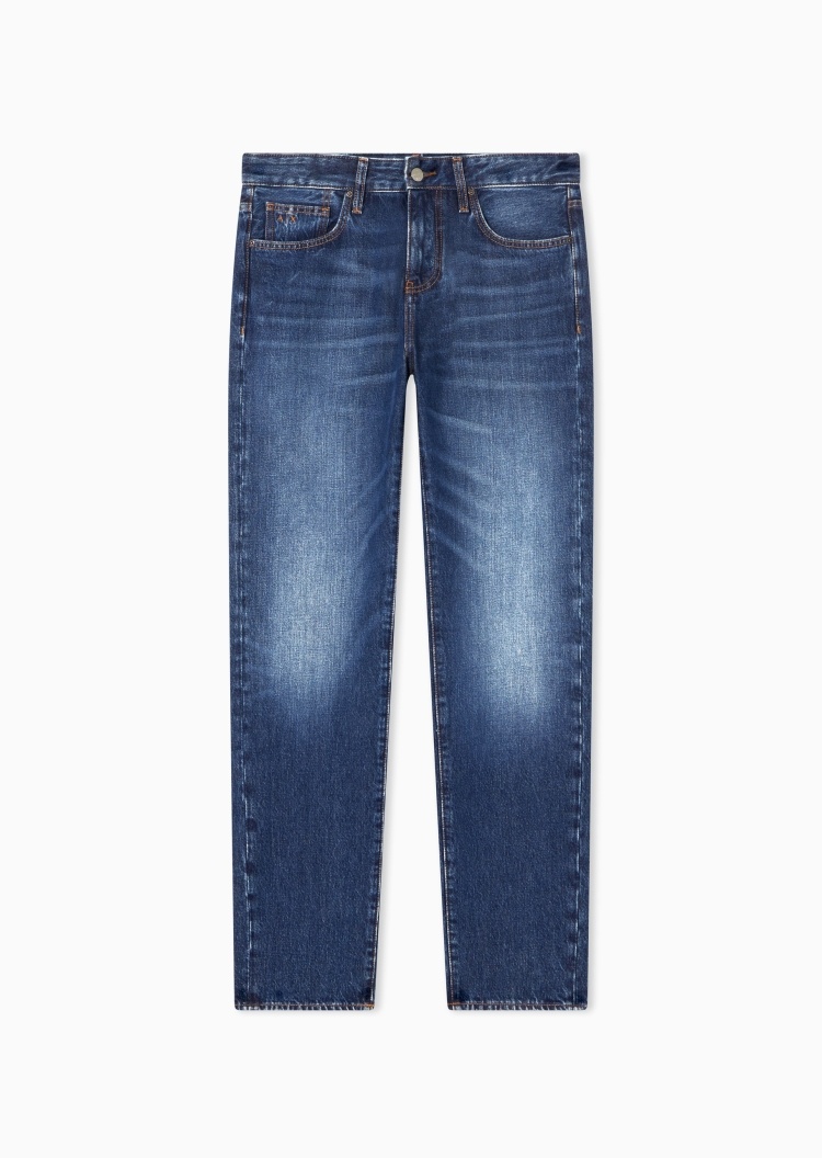 ARMANI EXCHANGE 男士低腰直筒复古纯棉水洗牛仔裤