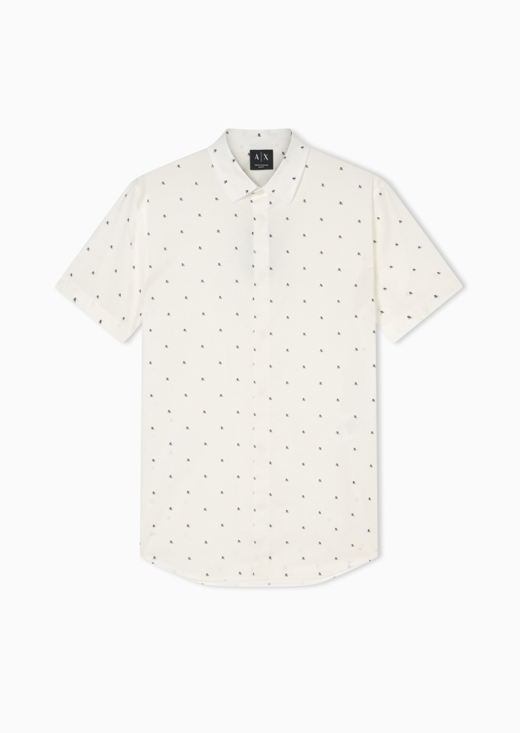 ARMANI EXCHANGE 男士短袖翻领印花商务休闲通勤衬衫