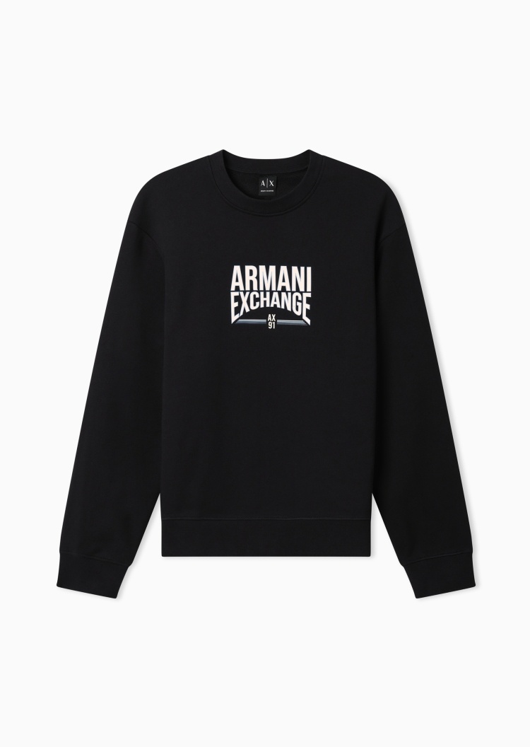 ARMANI EXCHANGE 男士宽松圆领印花运动毛圈套头卫衣