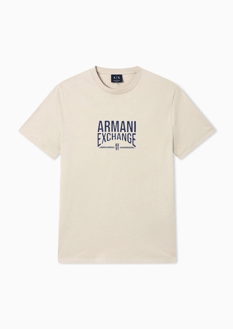 ARMANI EXCHANGE 男士纯棉合身短袖圆领正肩印花T恤
