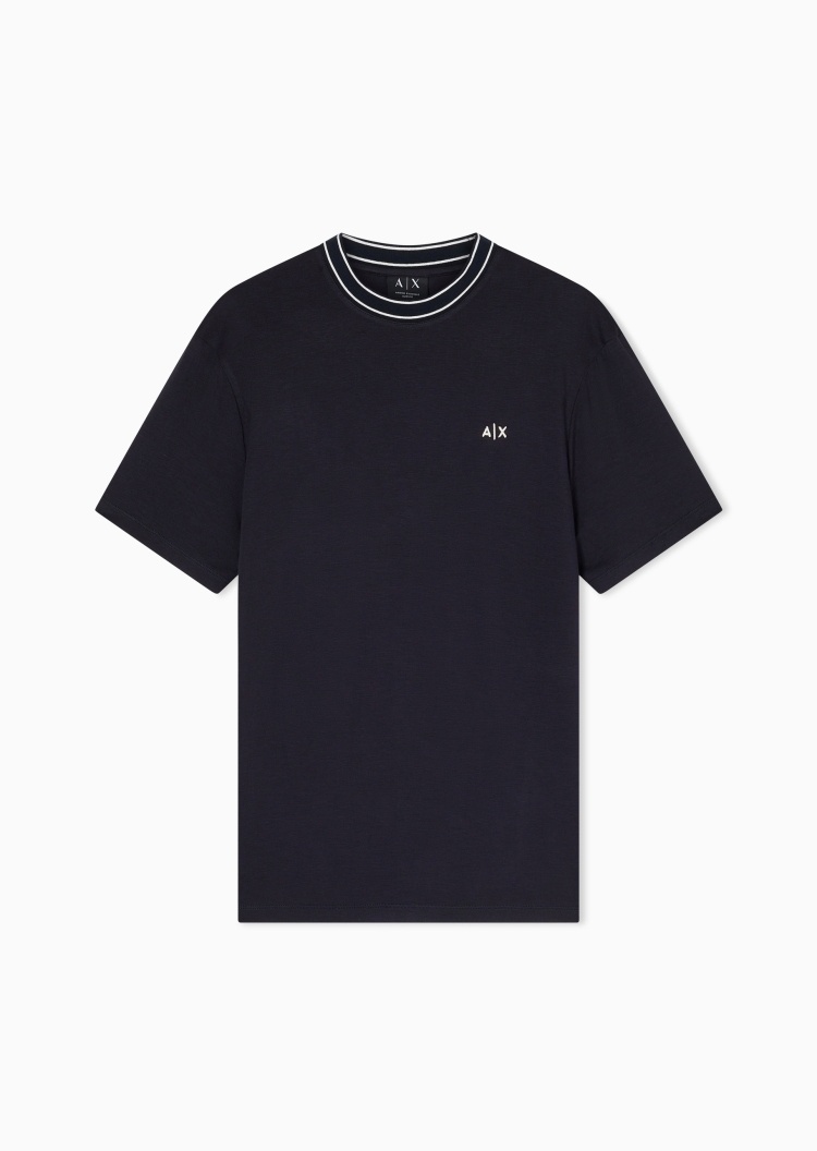 ARMANI EXCHANGE 男士合身短袖圆领正肩撞色刺绣T恤
