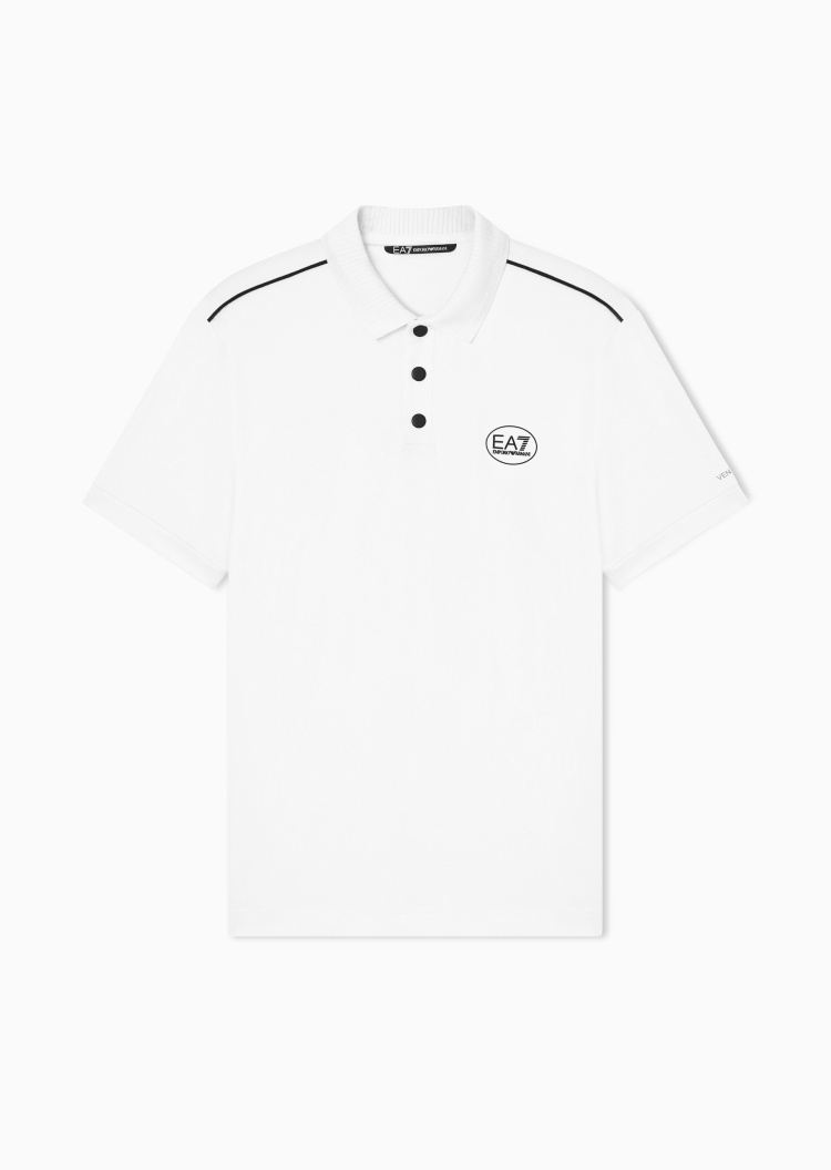 EA7 男士弹力短袖翻领网球Polo衫
