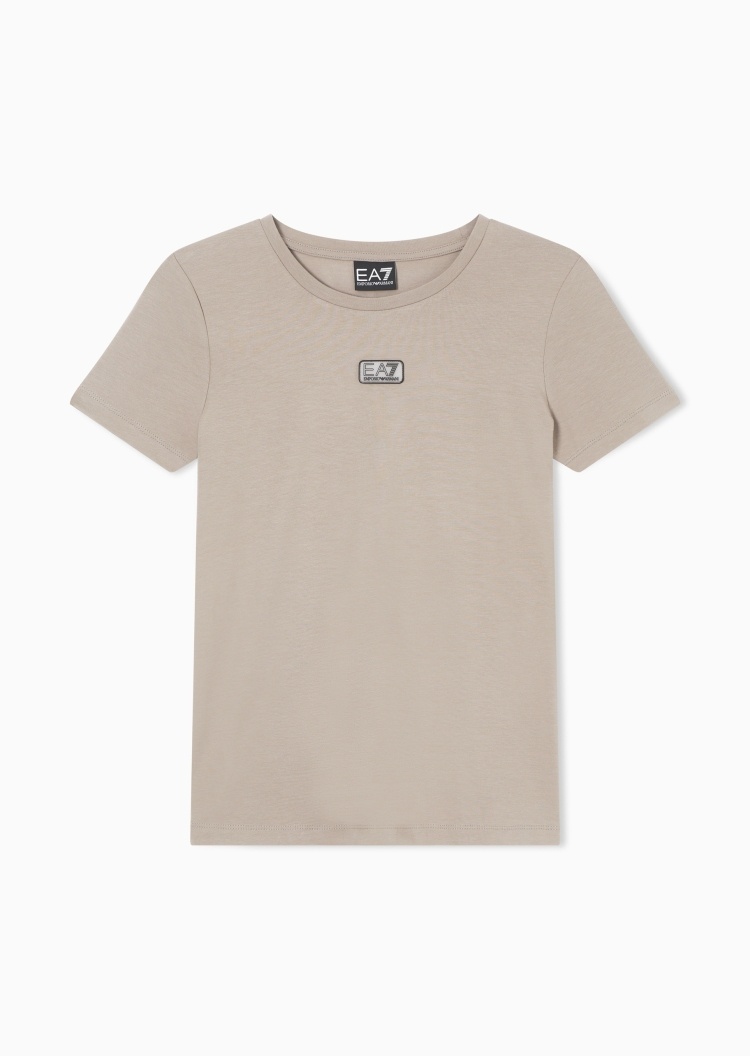 EA7 女士弹力修身短袖圆领标识贴片运动轻薄T恤