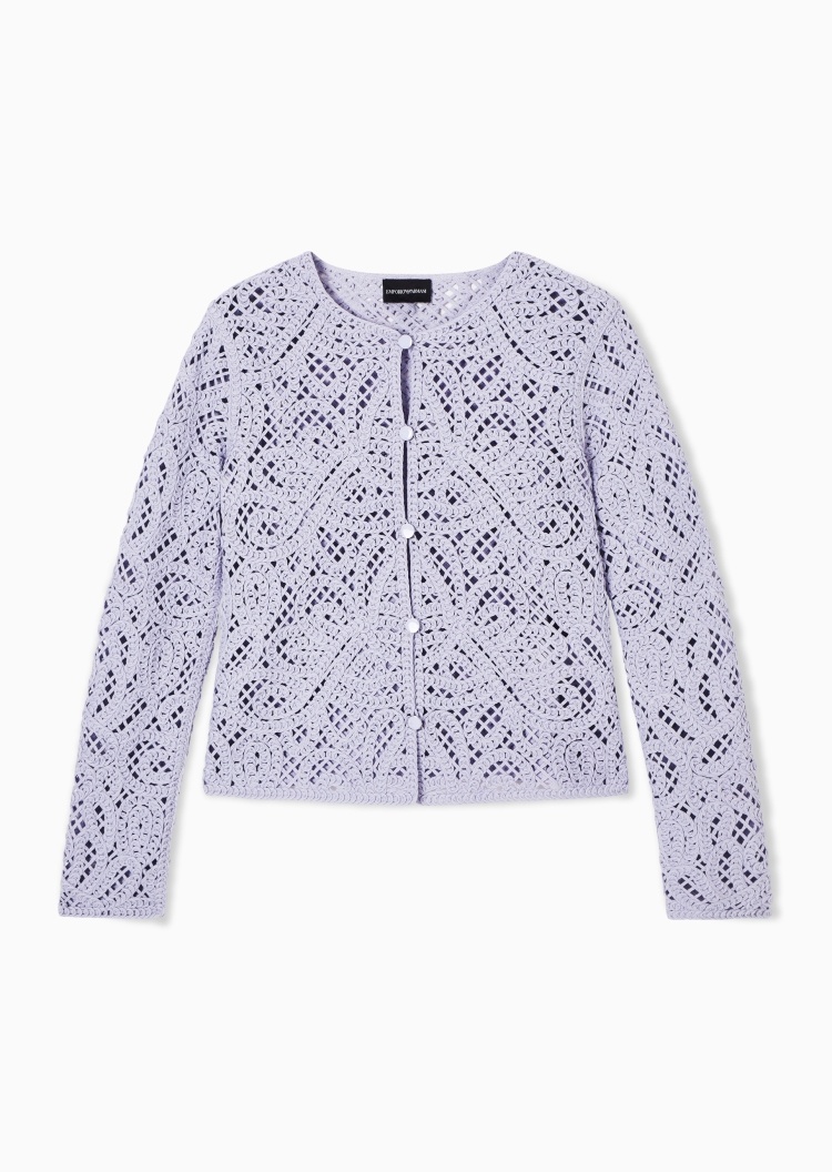 Emporio Armani 女士长袖圆领镂空纽扣门襟西装外套