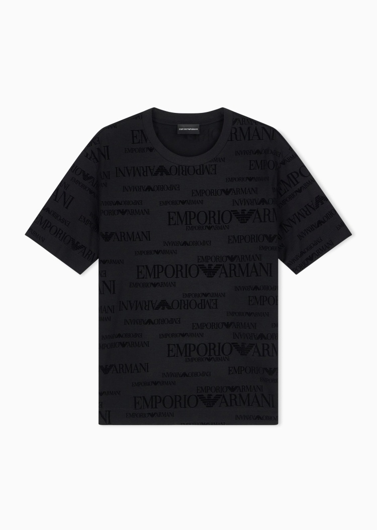 Emporio Armani 男士莱赛尔混纺轻薄合身短袖圆领满印T恤