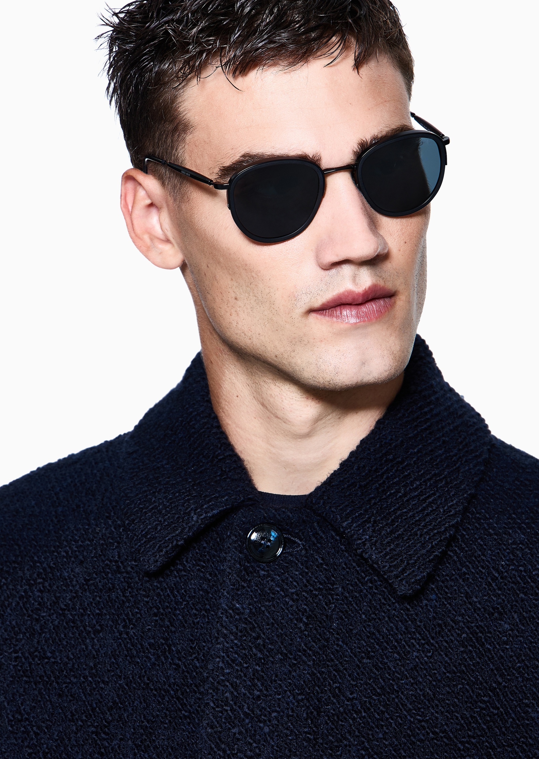 Giorgio Armani 男士圆形拼接镜腿复古潮流太阳眼镜