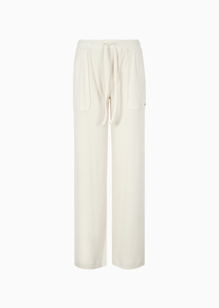 Emporio Armani 女士系带腰长款直筒松弛休闲简约家居睡裤