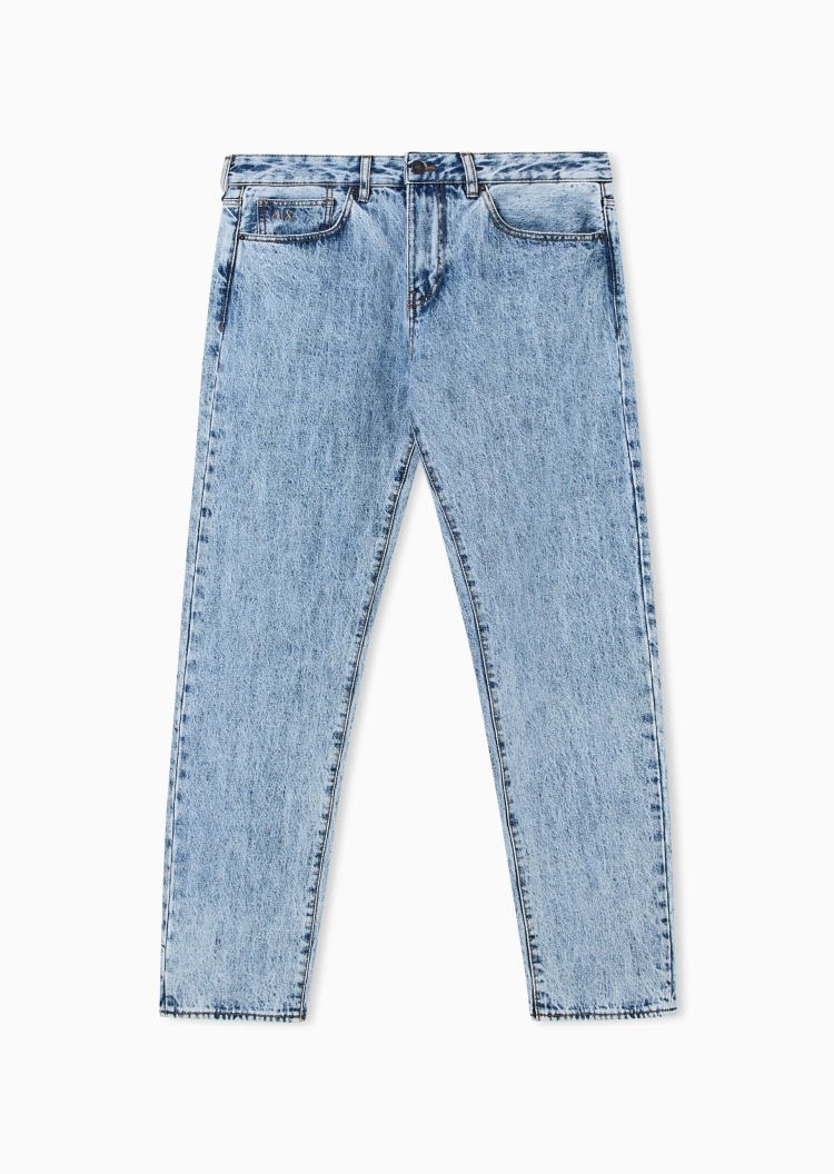 ARMANI EXCHANGE 男士纯棉低腰长款直筒水洗牛仔裤