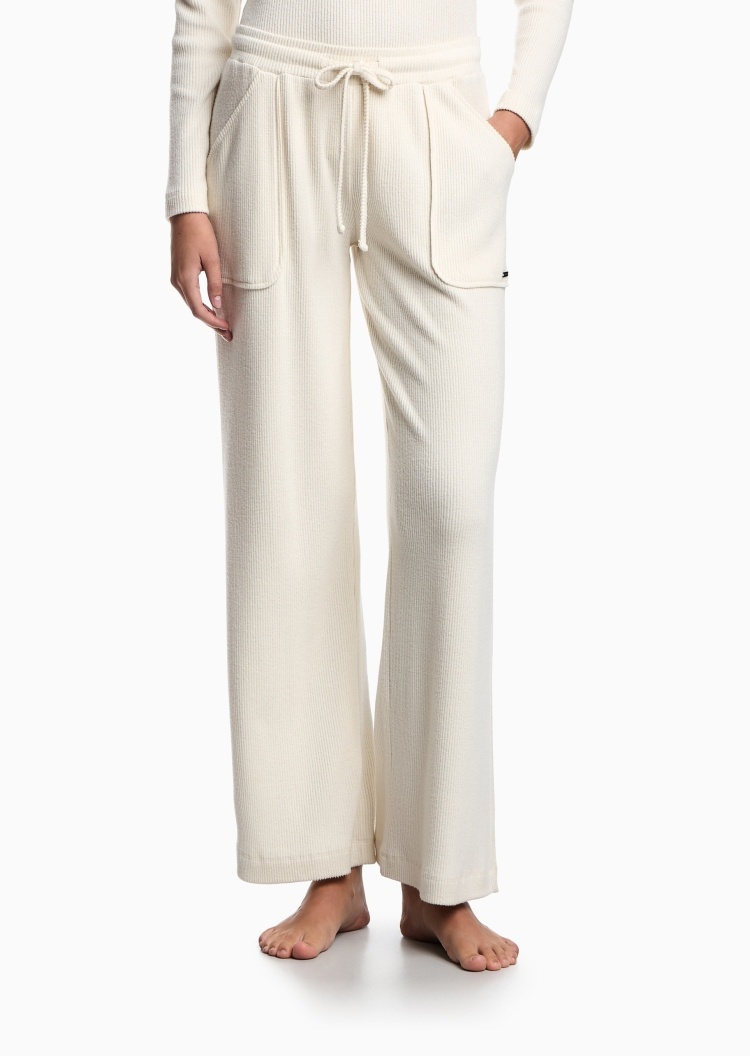 Emporio Armani 女士系带腰长款直筒松弛休闲简约家居睡裤