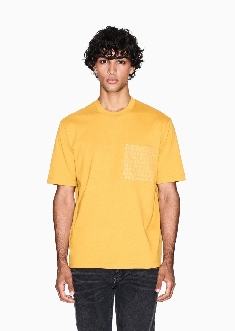 ARMANI EXCHANGE 男士纯棉重磅合身短袖圆领印花T恤