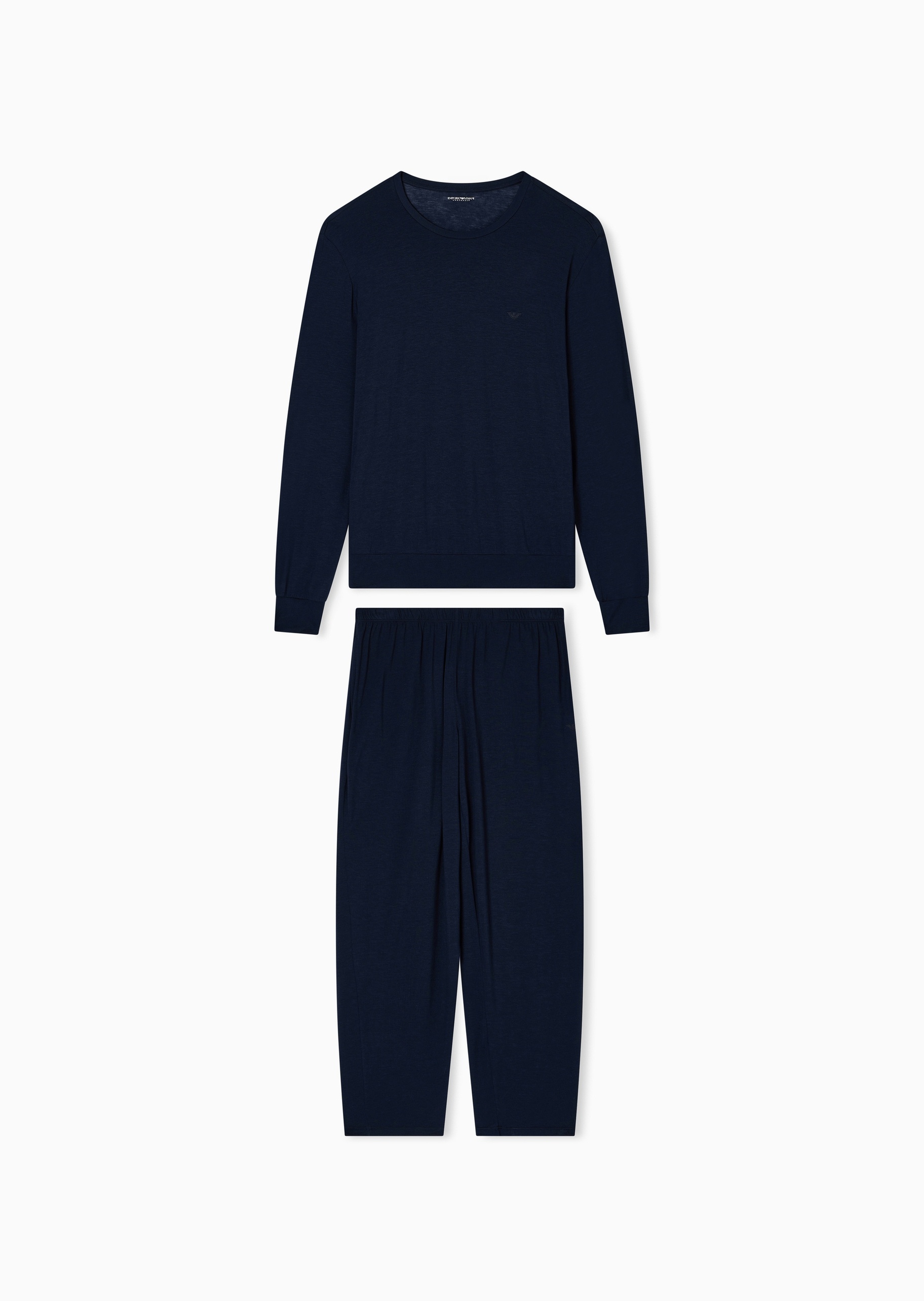 Emporio Armani 男士莱赛尔圆领长袖长裤松驰休闲睡衣套装