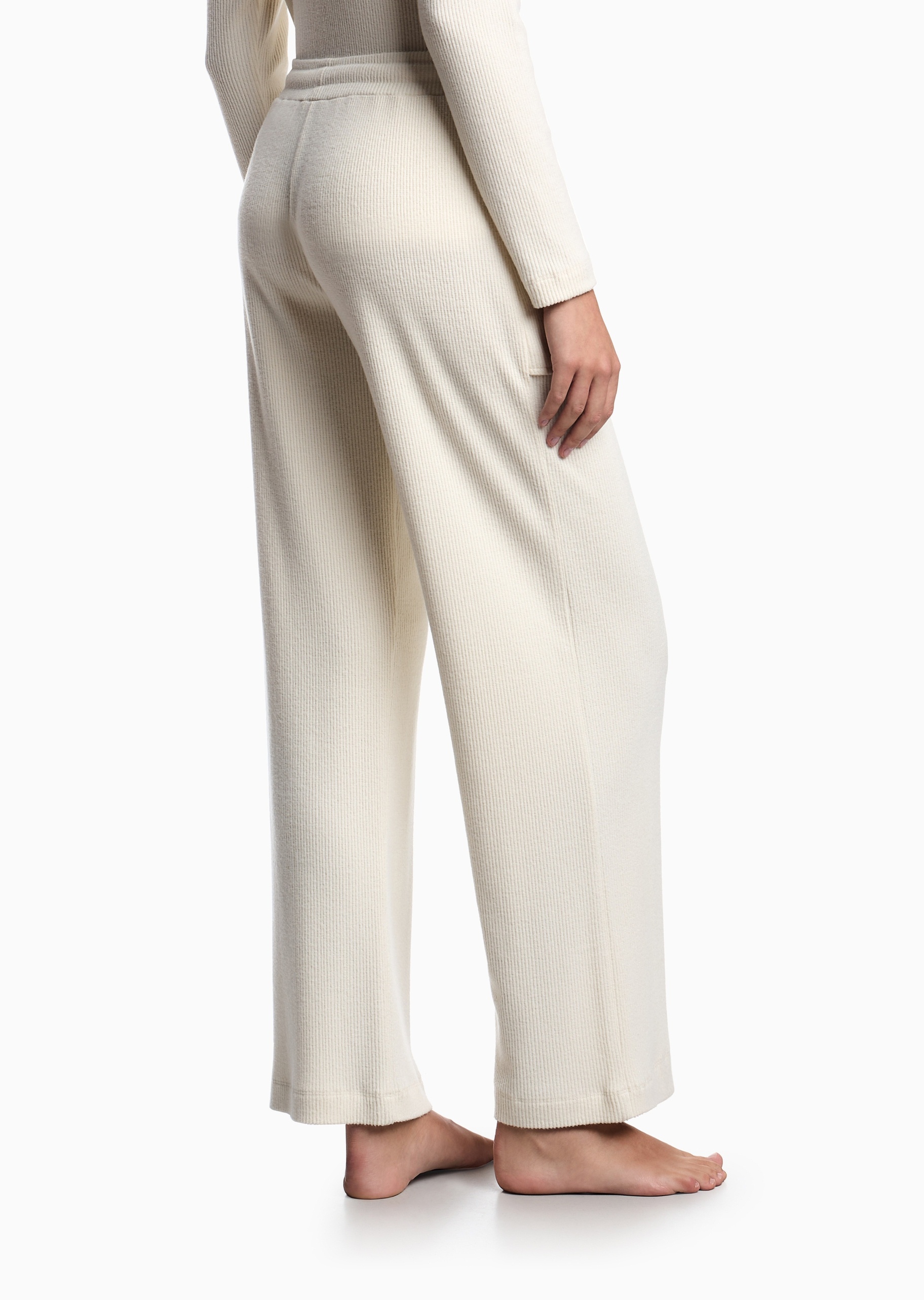 Emporio Armani 女士系带腰长款直筒松弛休闲简约家居睡裤