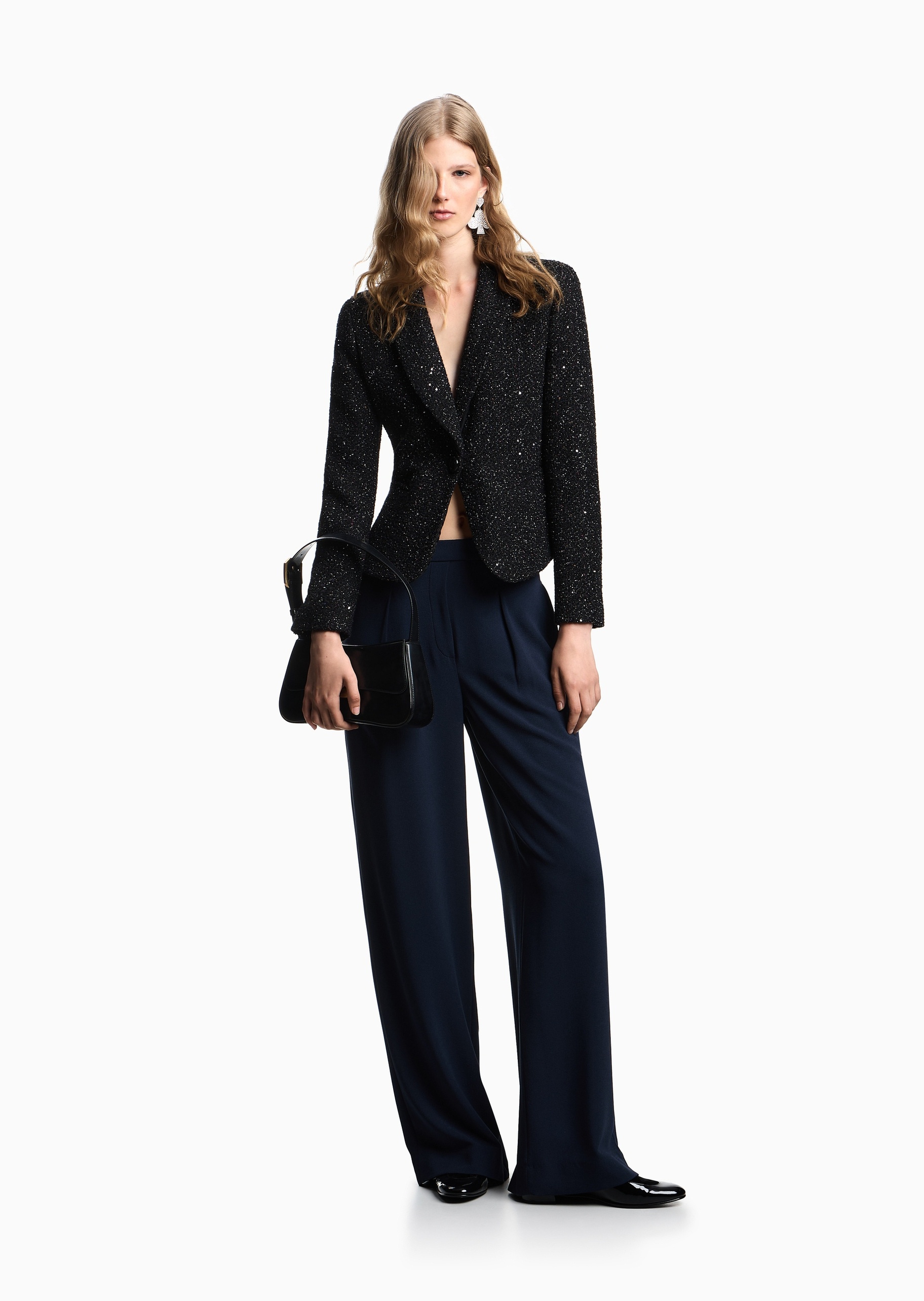 Emporio Armani 女士长袖青果领单粒扣休闲时尚夹克