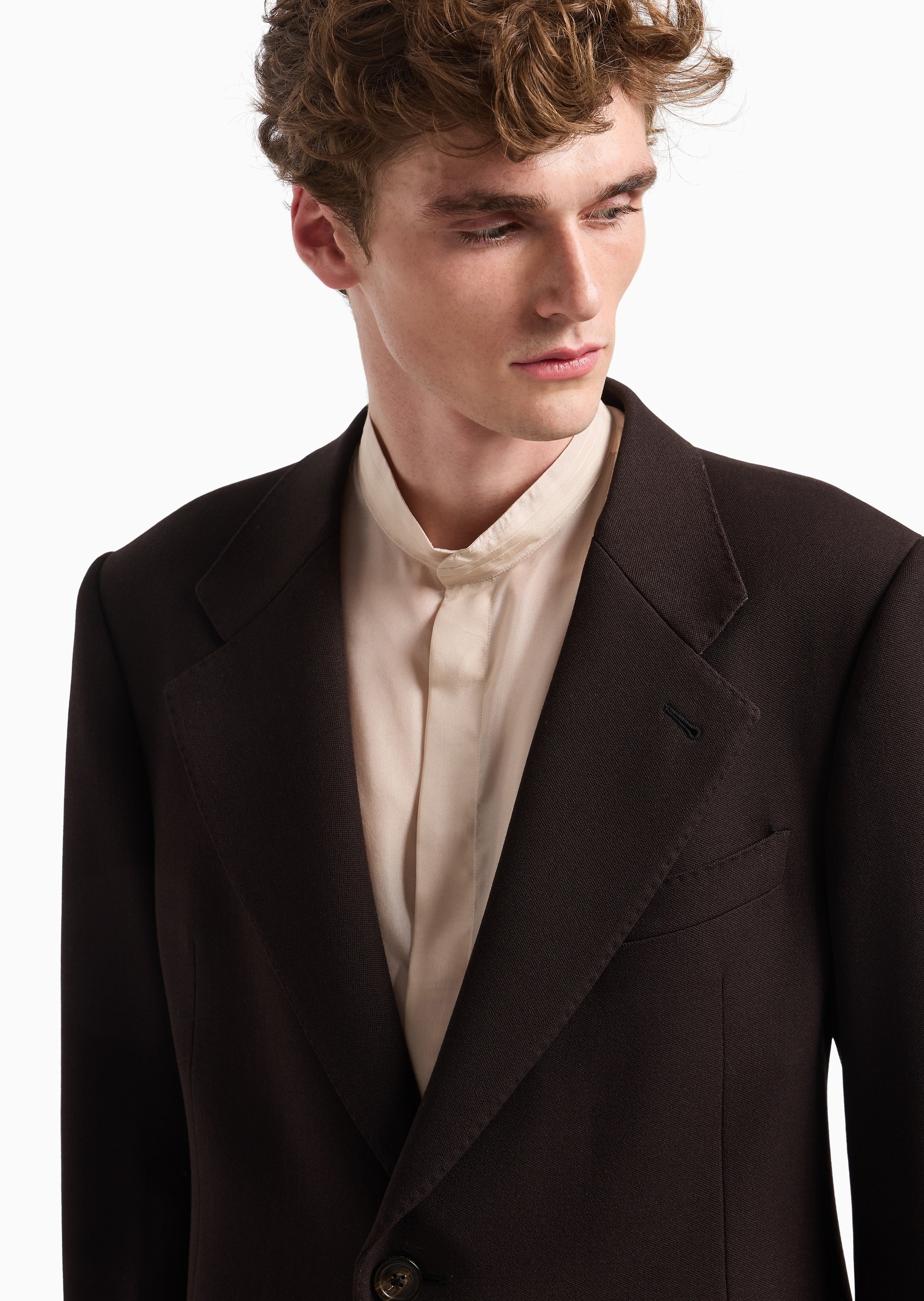 Emporio Armani 男士全绵羊毛长袖翻领商务休闲老钱风大衣