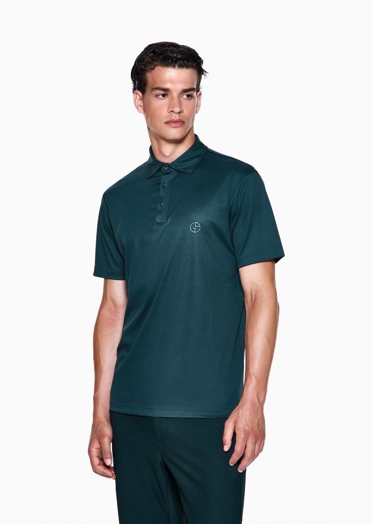 Giorgio Armani 男士全棉短袖翻领刺绣Polo衫