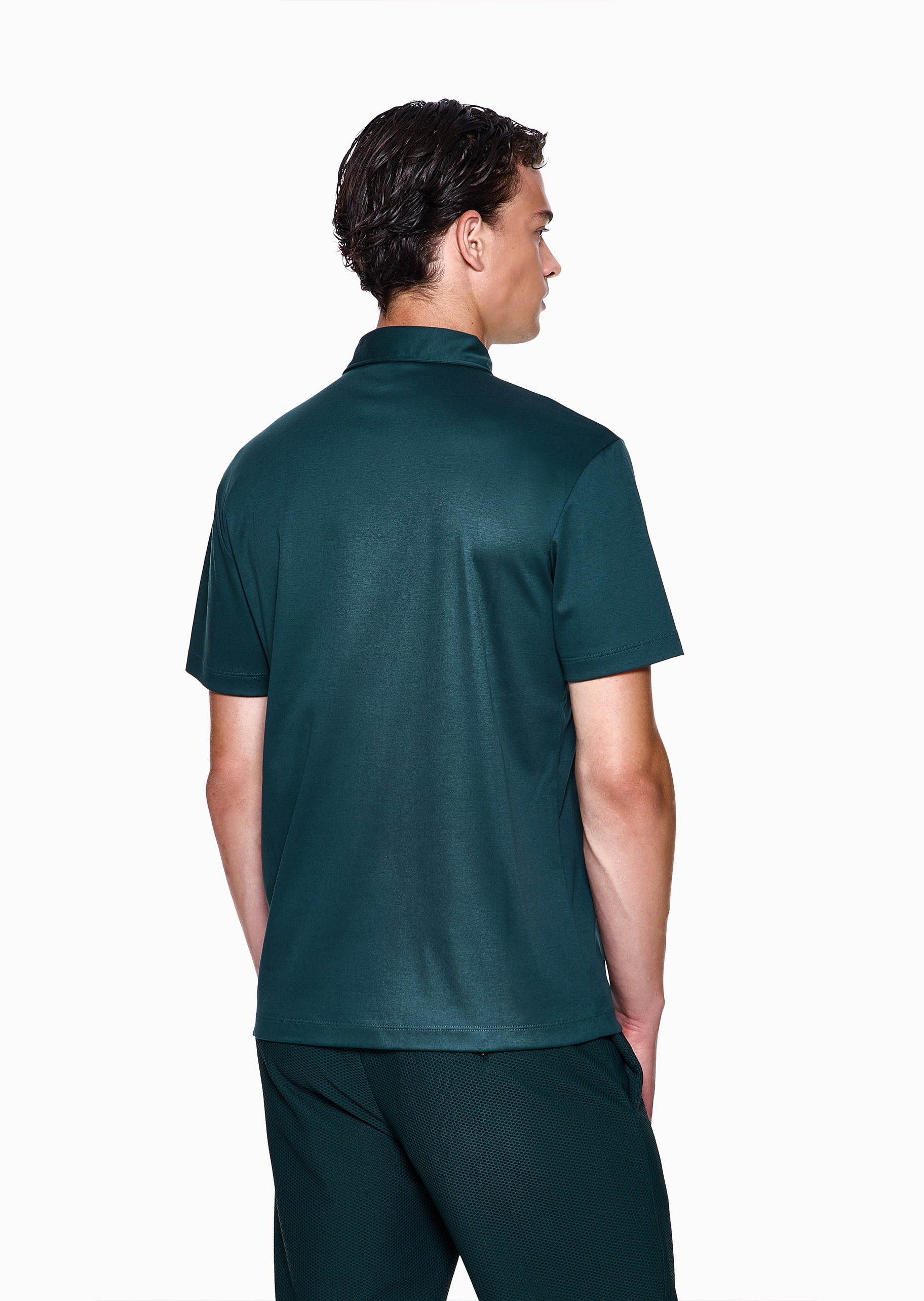 Giorgio Armani 男士纯棉短袖翻领刺绣Polo衫