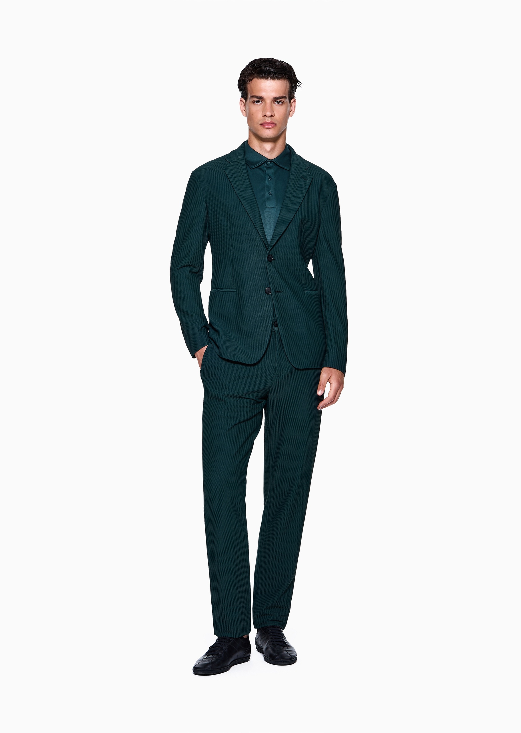 Giorgio Armani 男士纯棉短袖翻领刺绣Polo衫