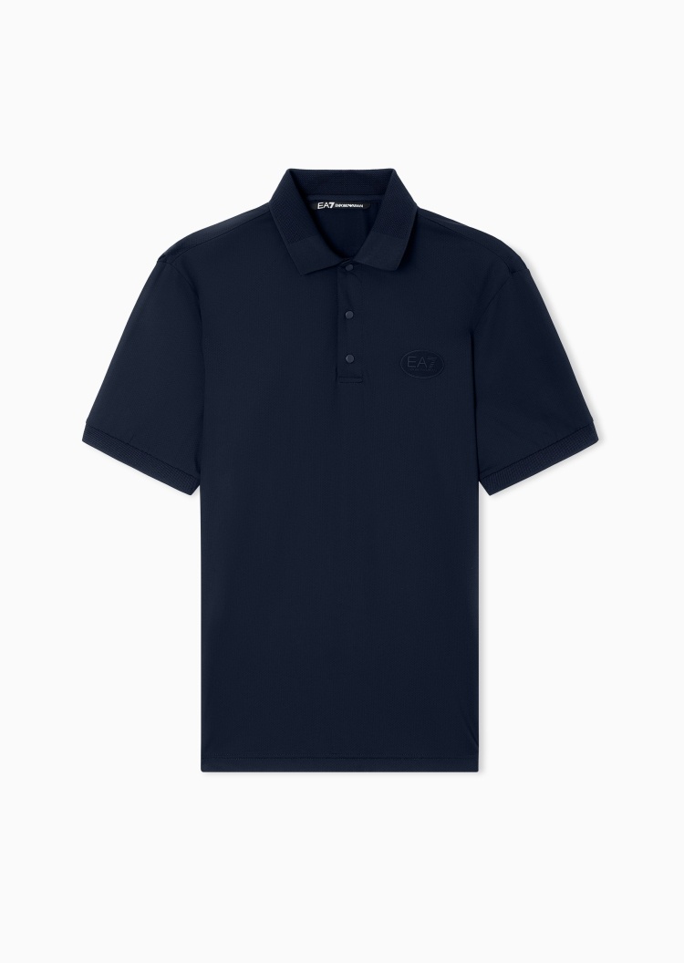 EA7 男士弹力短袖翻领标识贴片高尔夫Polo衫