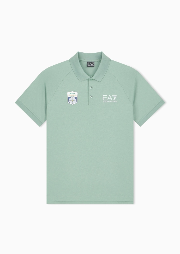 EA7 男士短袖翻领印花运动风网球Polo衫