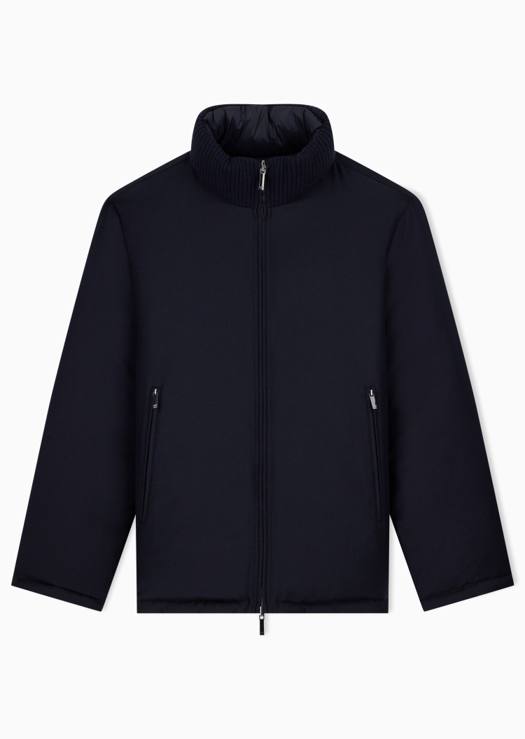 Emporio Armani 男士短款立领双面穿直身通勤羽绒服外套