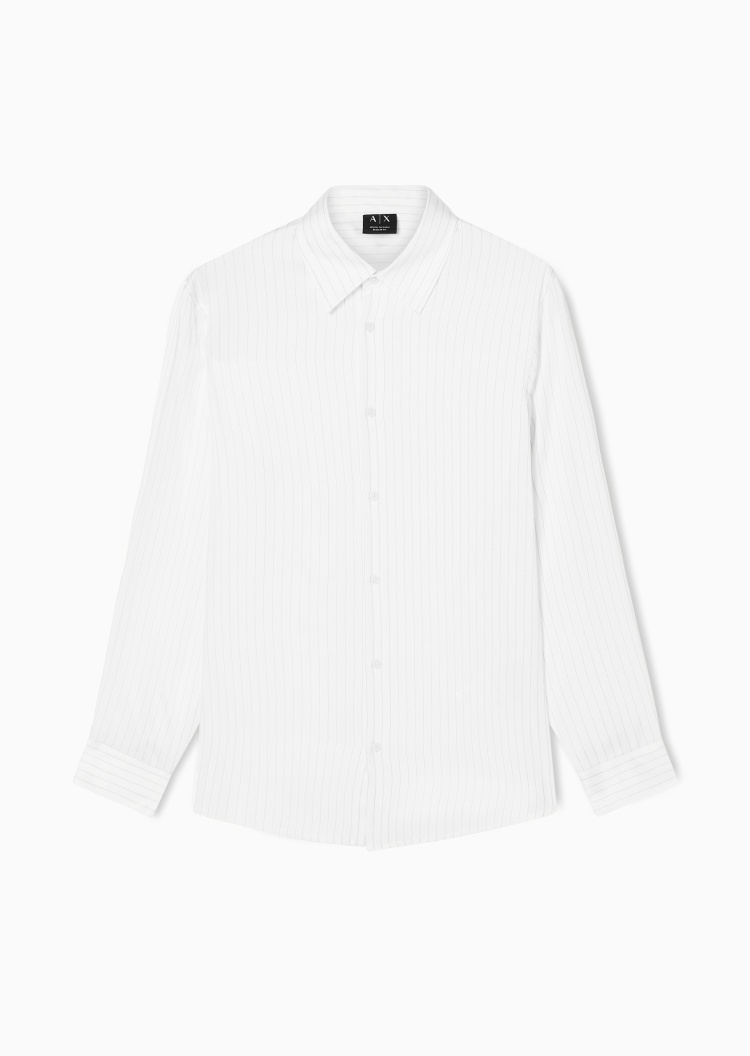 ARMANI EXCHANGE 男士长袖翻领纽扣门襟纯色休闲衬衫