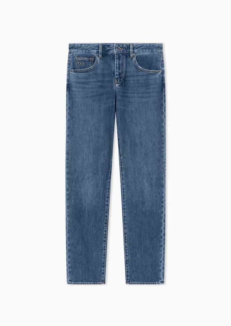 ARMANI EXCHANGE 男士低腰直筒复古水洗微弹牛仔裤