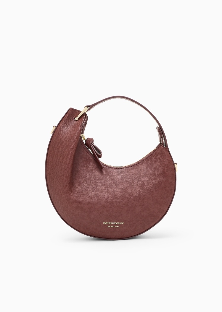 Emporio Armani 女士荔枝纹迷你手提单肩斜挎Hobo包