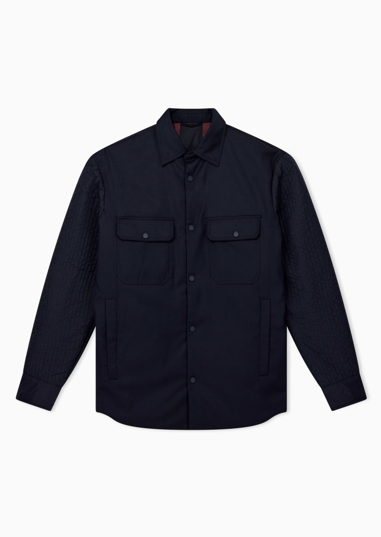 ARMANI EXCHANGE 男士轻薄短款翻领按扣工装休闲棉服