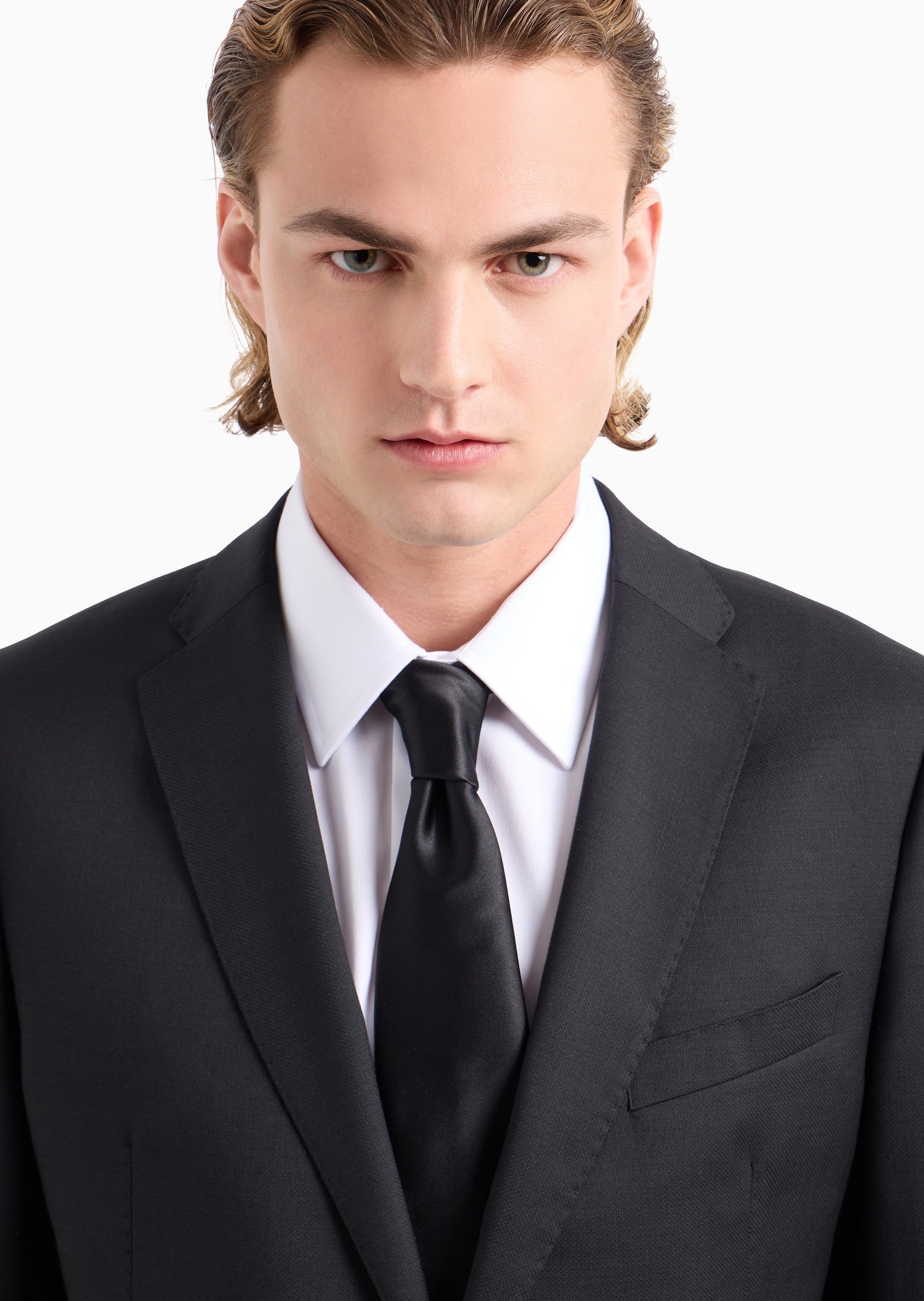 Emporio Armani 男士桑蚕丝箭头型纯色休闲商务领带